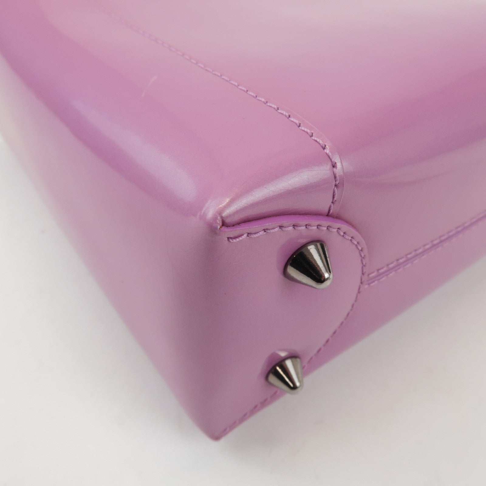 Christian Dior Maris Pearl Patent Leather Hand Bag Purple