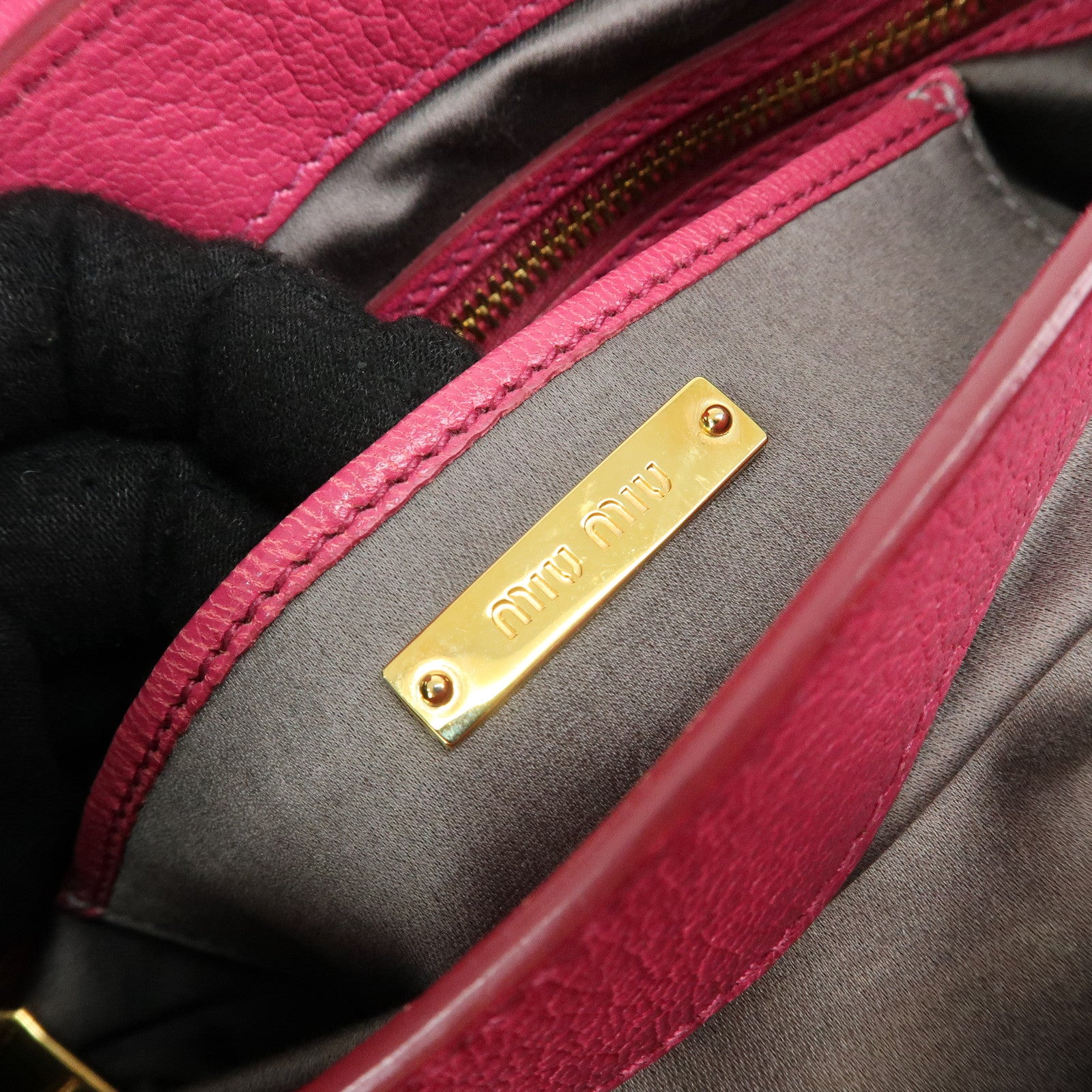 MIU MIU Madras Leather 2Way Bag Hand Bag Shoulder Bag Pink