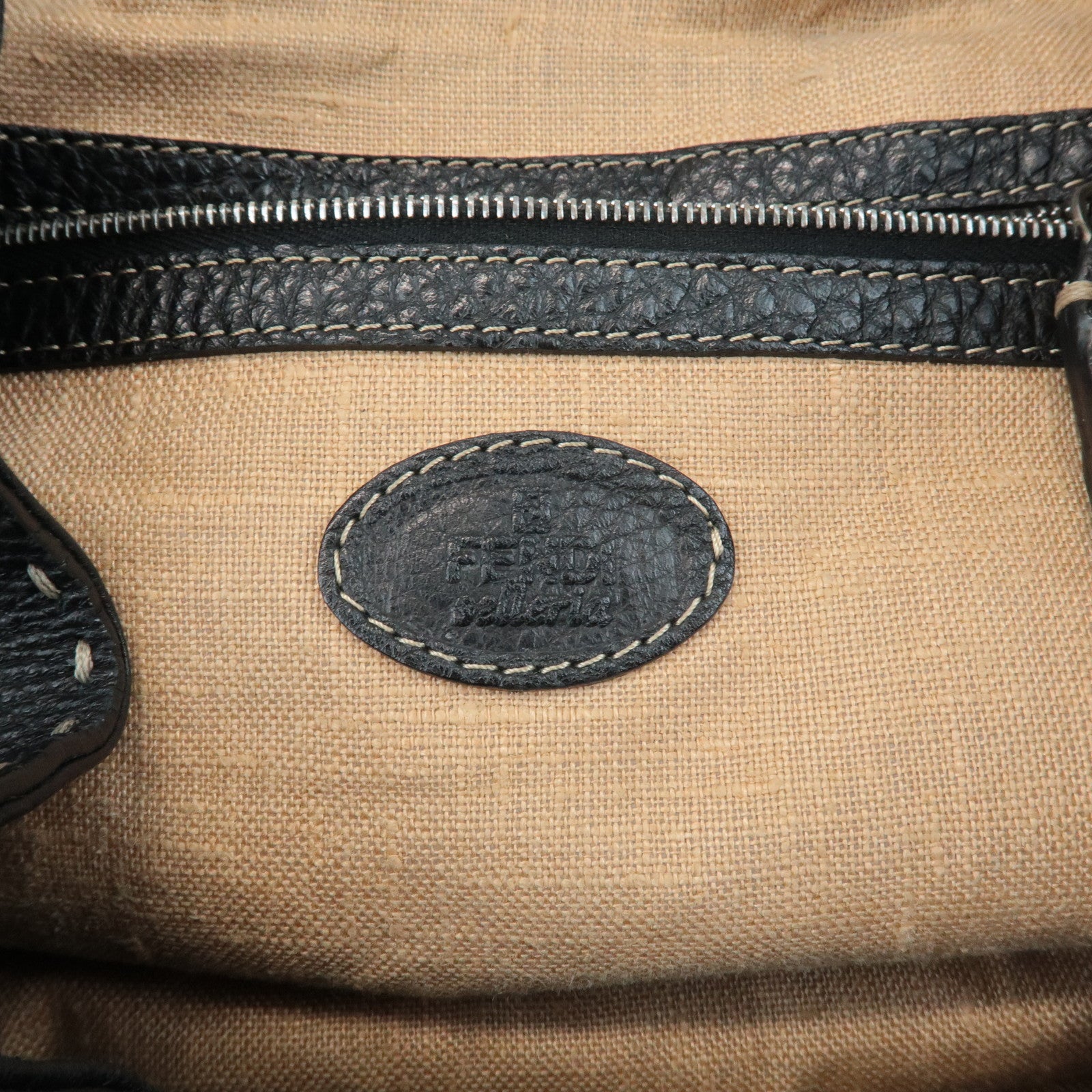 FENDI Selleria Leather Tote Bag Shoulder Bag Black 8BR489 Used