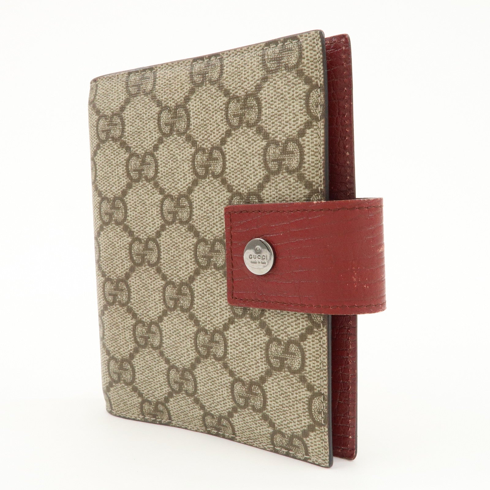 GUCC GG Supreme Canvas Leather Planner Cover Beige Brown 115240 Used