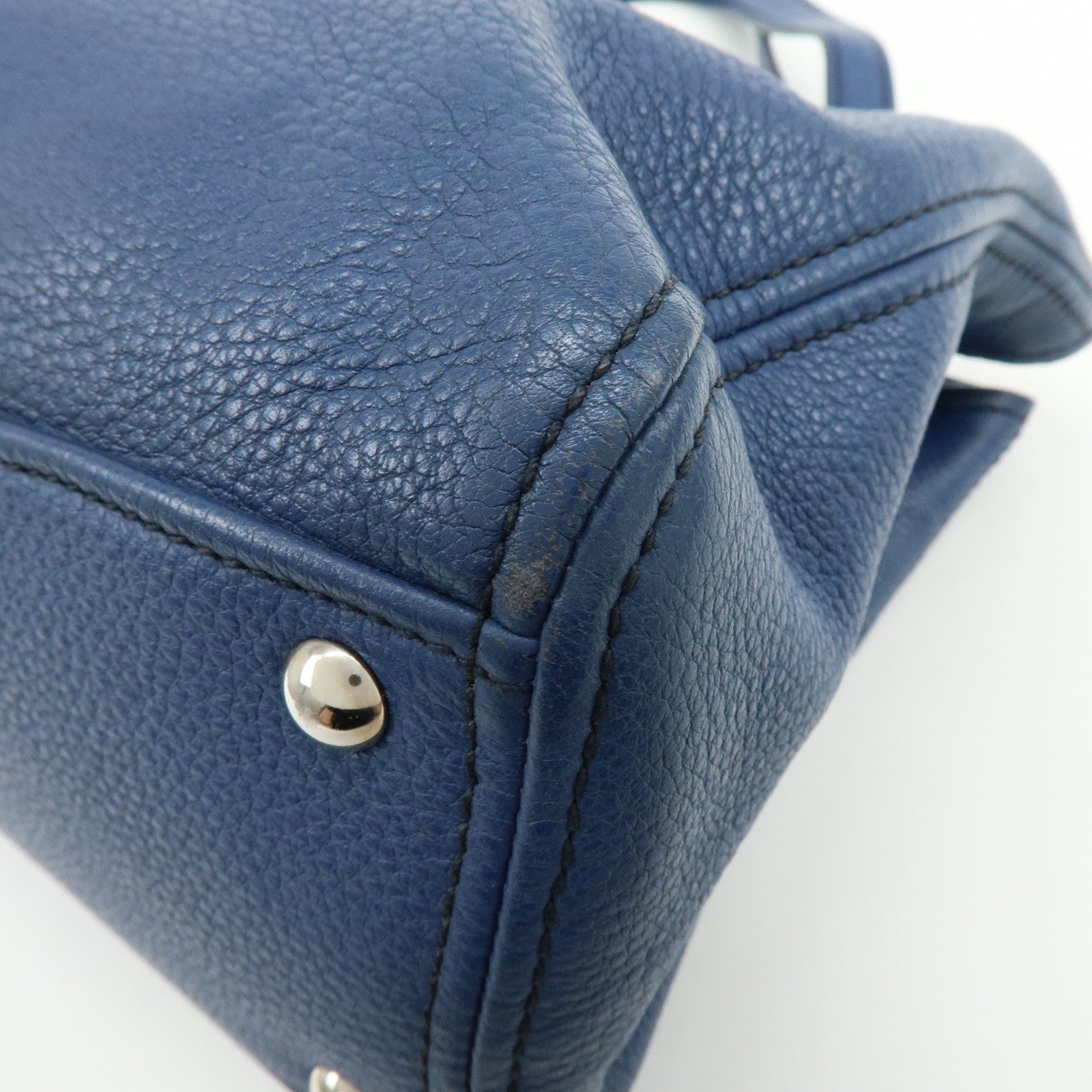 MIU MIU Leather 2Way Bag Hand Bag Shoulder Crossbody Bag Blue