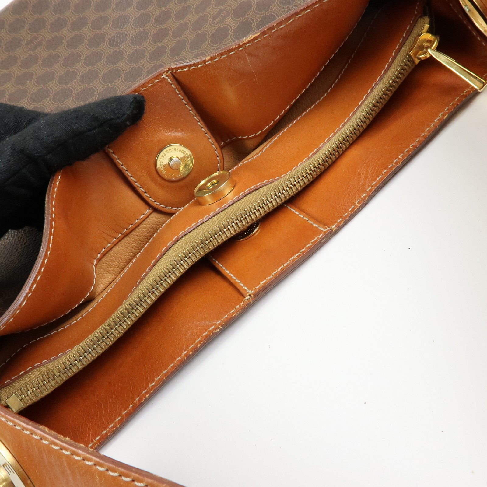 CELINE Macadam PVC Leather Shoulder Bag Hand Bag Brown