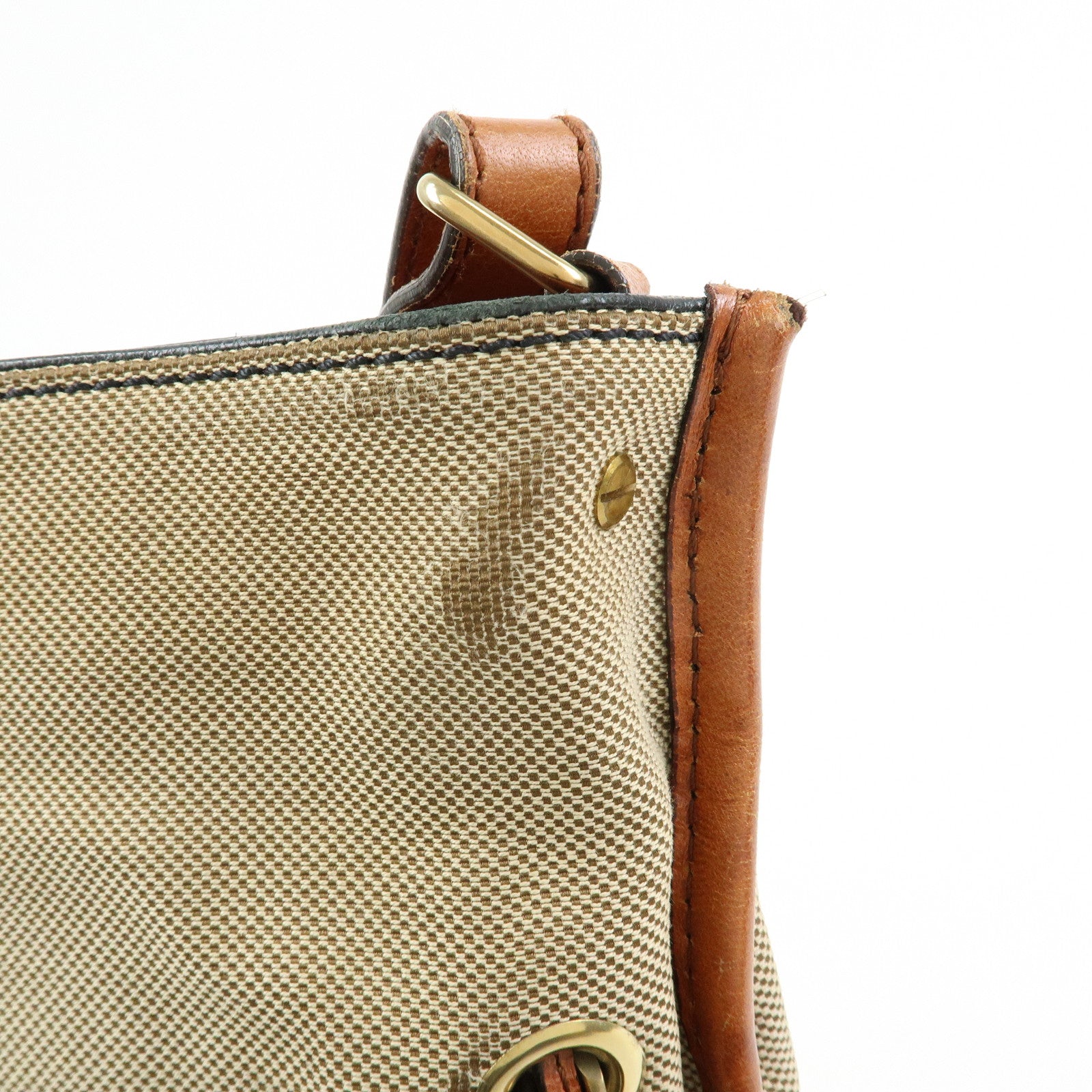 Chloe Harley Canvas Leather Shoulder Bag Crossbody Bag Beige Brown