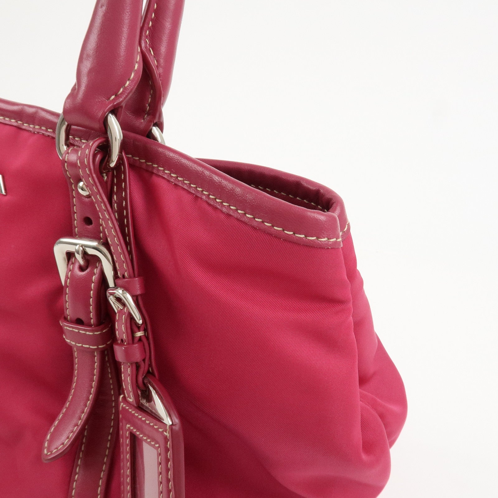 PRADA Logo Nylon Leather 2Way Bag Tote Bag Shoulder Bag Pink BN1841