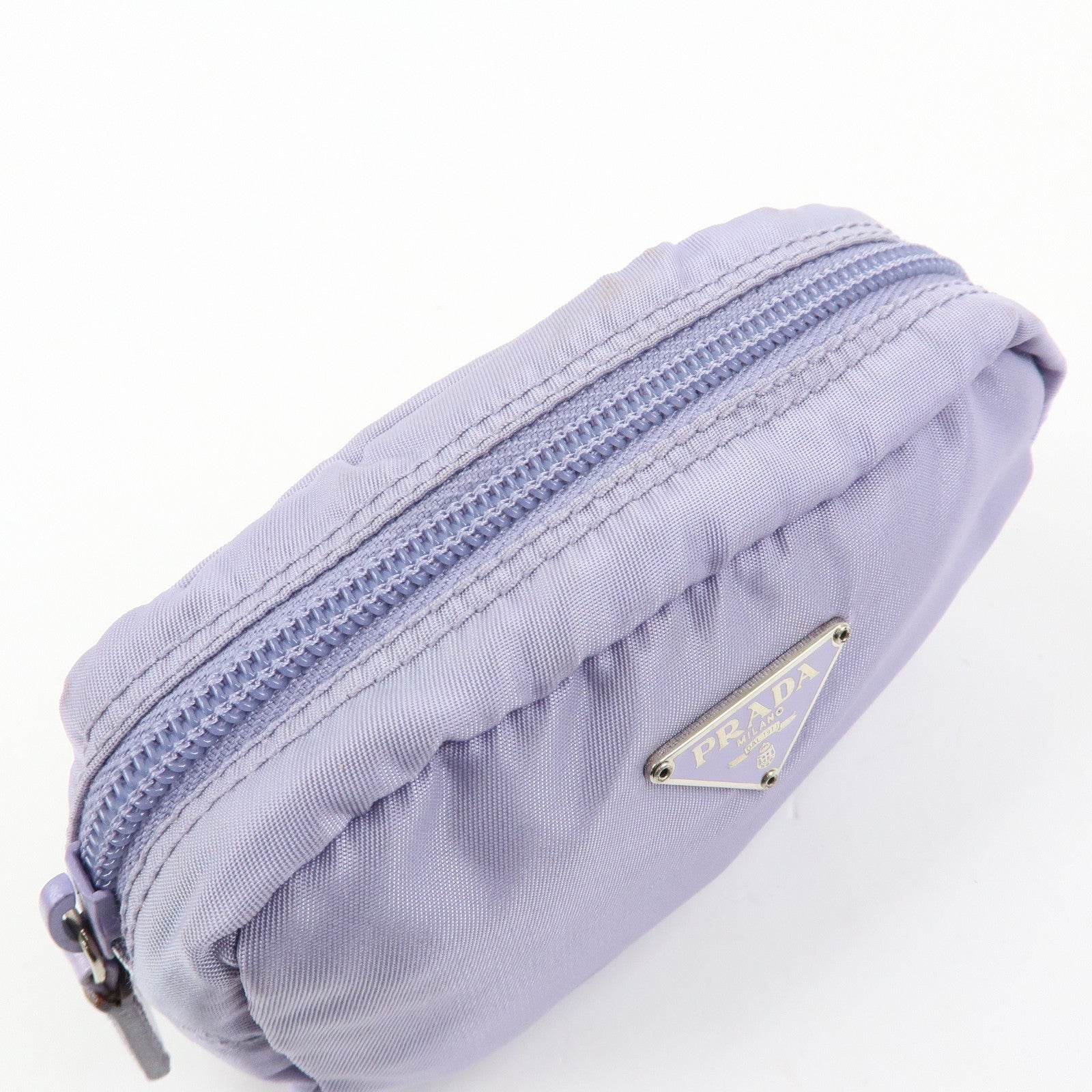 PRADA Triangle Logo Set of 3 Nylon Leather Pouch Pink Purple