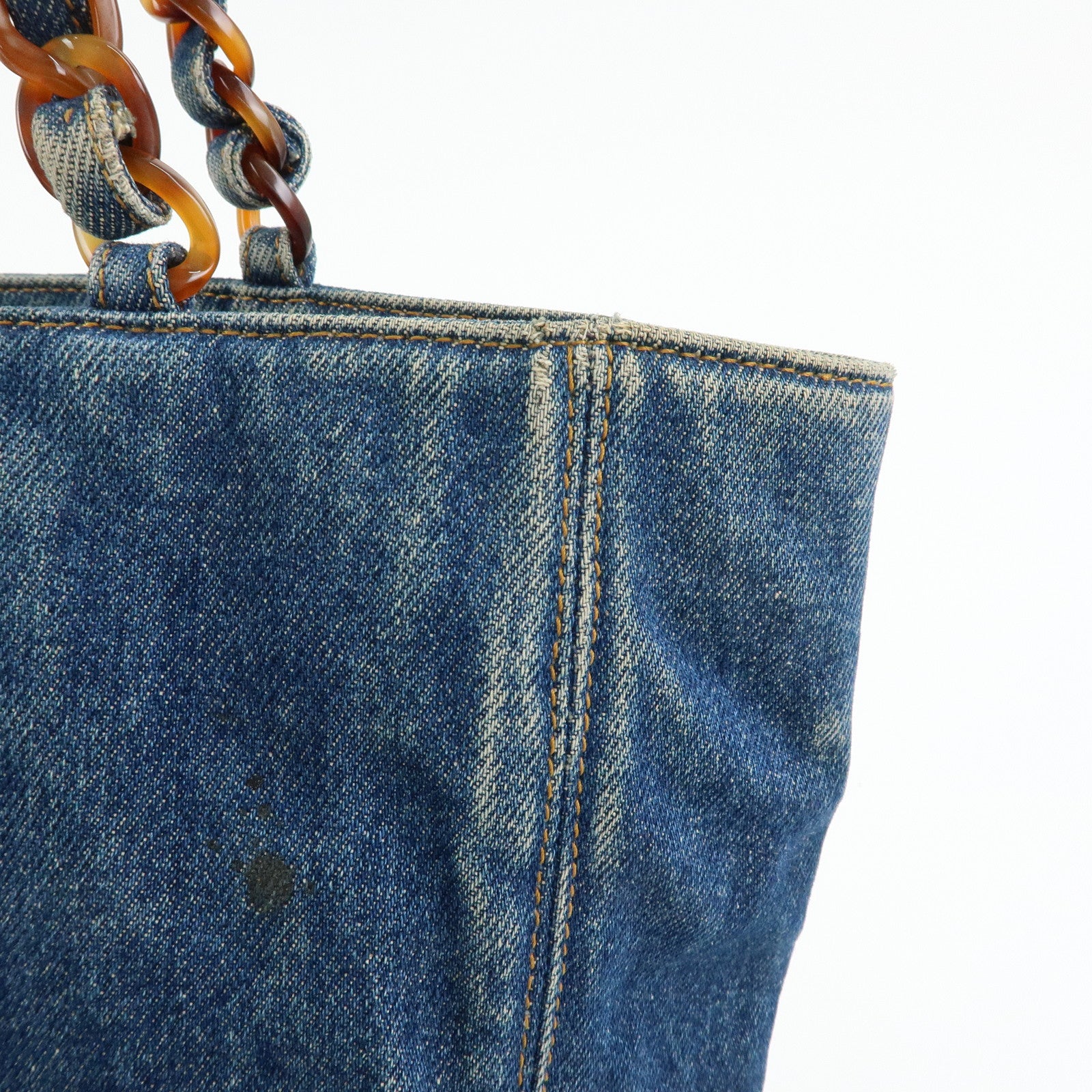 CHANEL COCO Mark Denim Tote Bag Shoulder Bag Blue