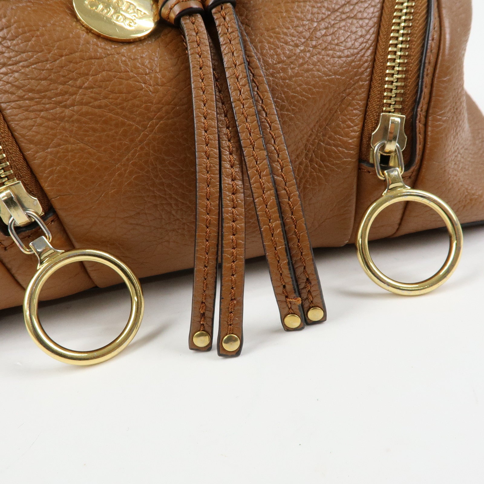 Chloe See By Chloe Leather Backpack Rucksack Camel