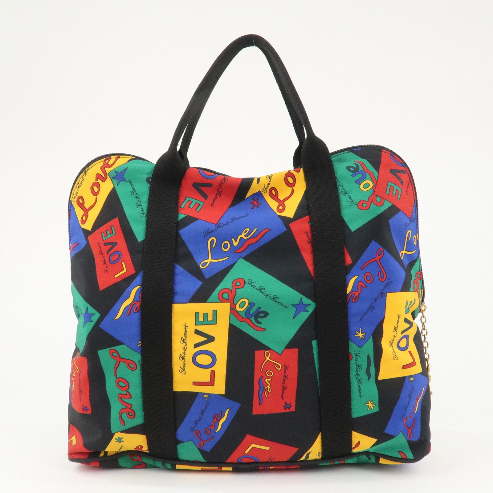 SAINT LAURENT Logo Nylon Black Hand Bag  Multicolor