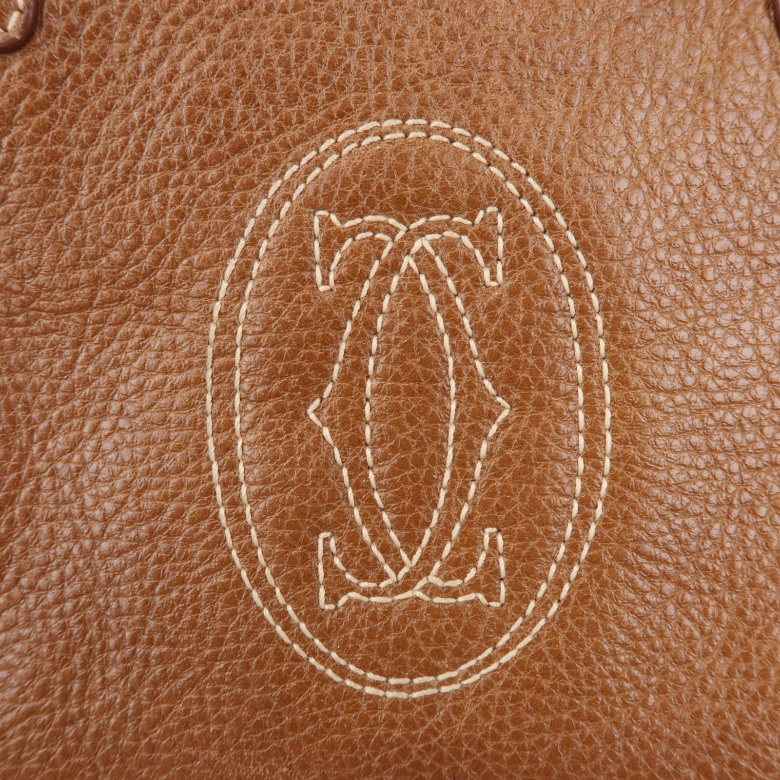 Cartier Marcello de Cartier 2C Logo Leather Pouch Wrist Bag Brown