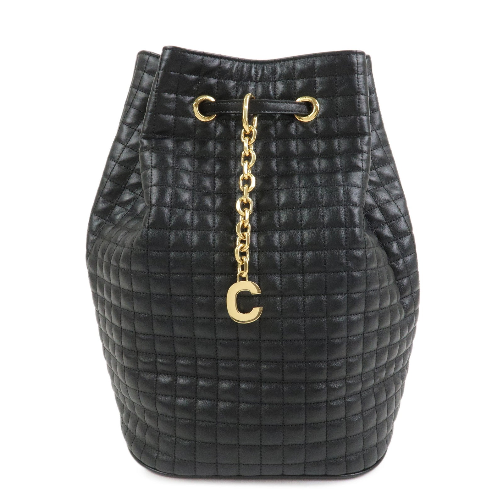 CELINE Quilted Leather Backpack Rucksack Shoulder Bag Black