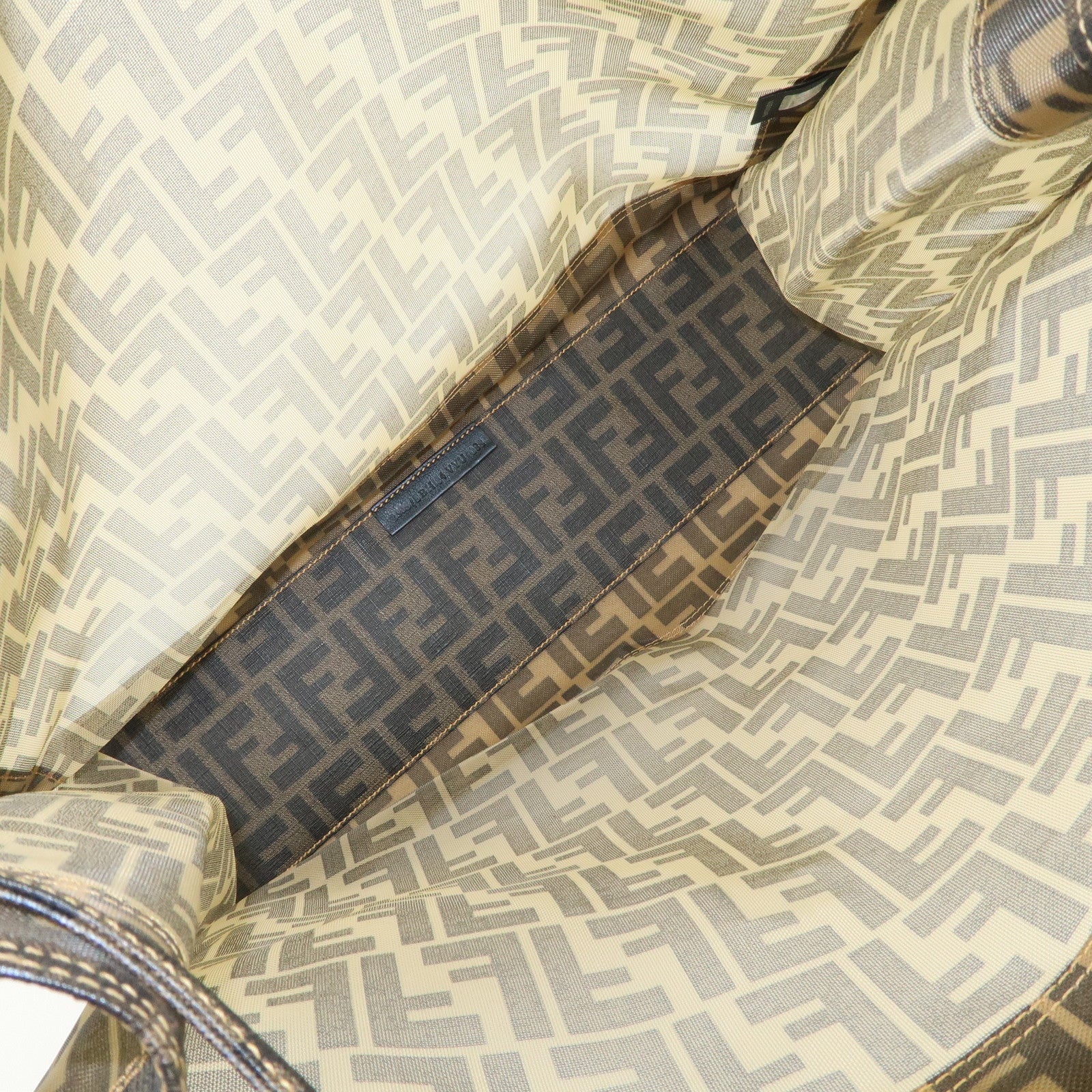 FENDI Zucca Nylon PVC Canvas Hand Bag Tote Bag Brown Black 8BH134