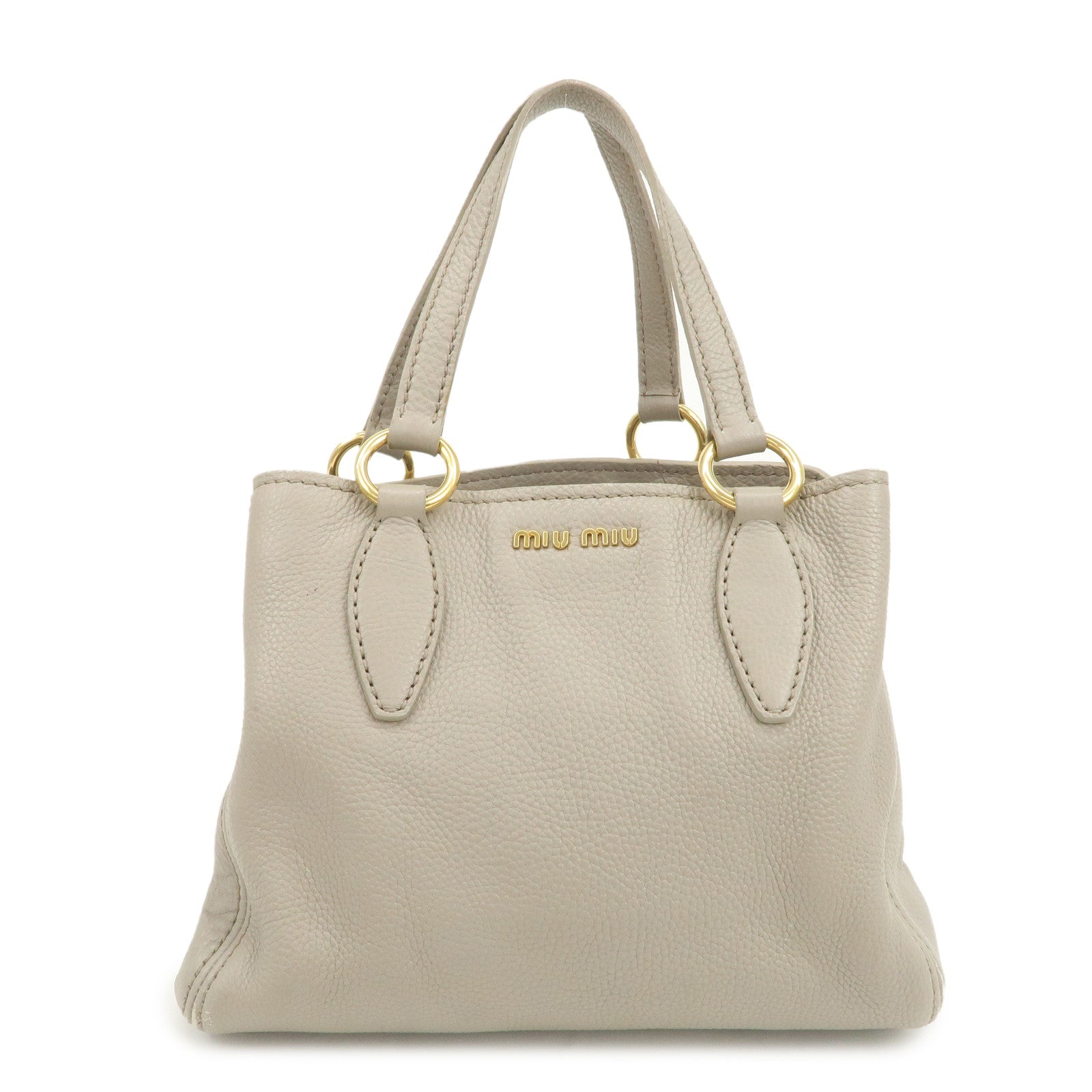 MIU MIU Vitello Caribu Leather 2Way Bag Hand Bag Greige RN0757