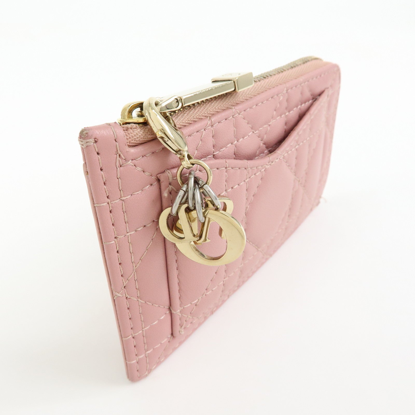 Christian Dior Lady Dior Cosmos Cannage Lambskin Card Case Pink
