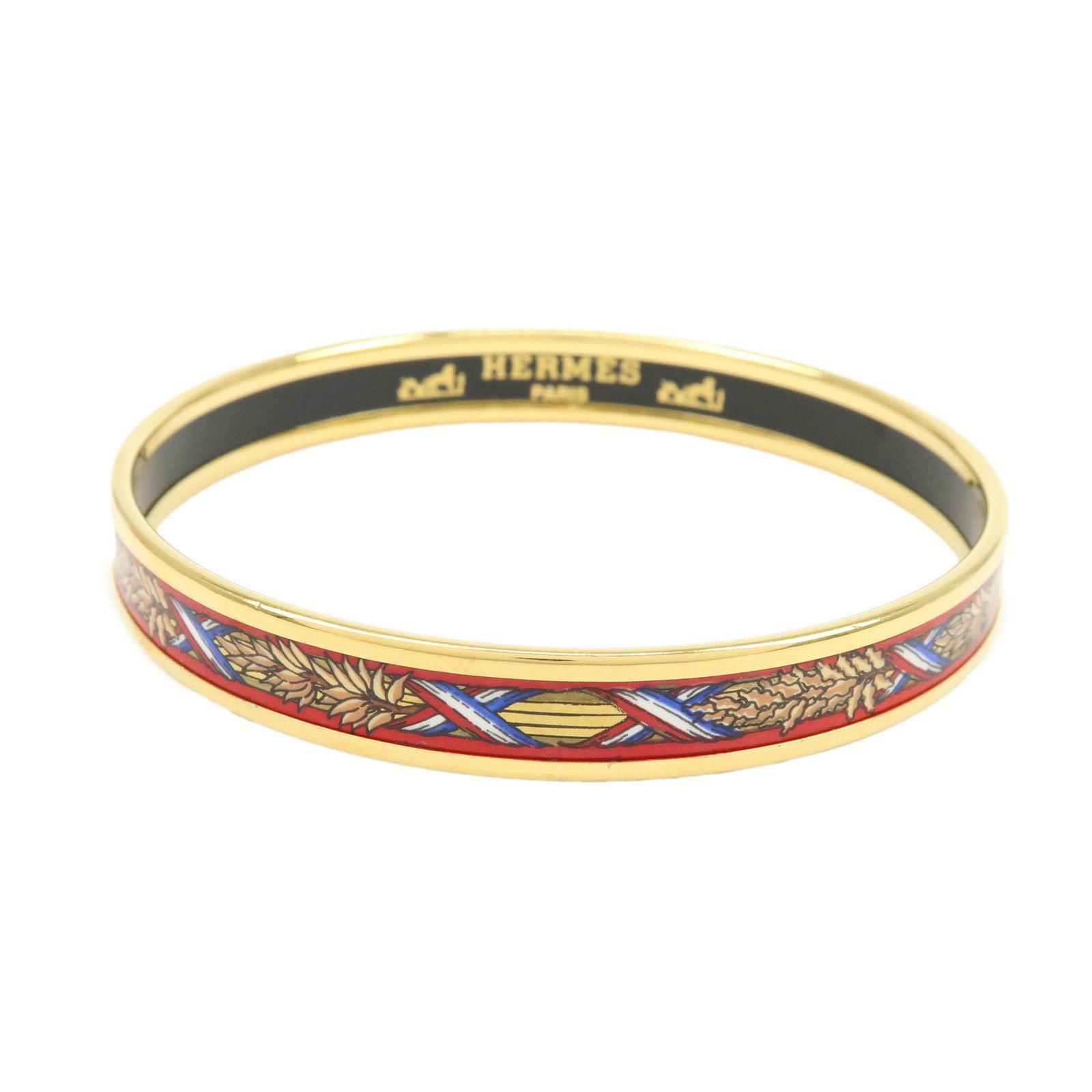 HERMES Email PM Bangle Gold Plated Bracelet Red
