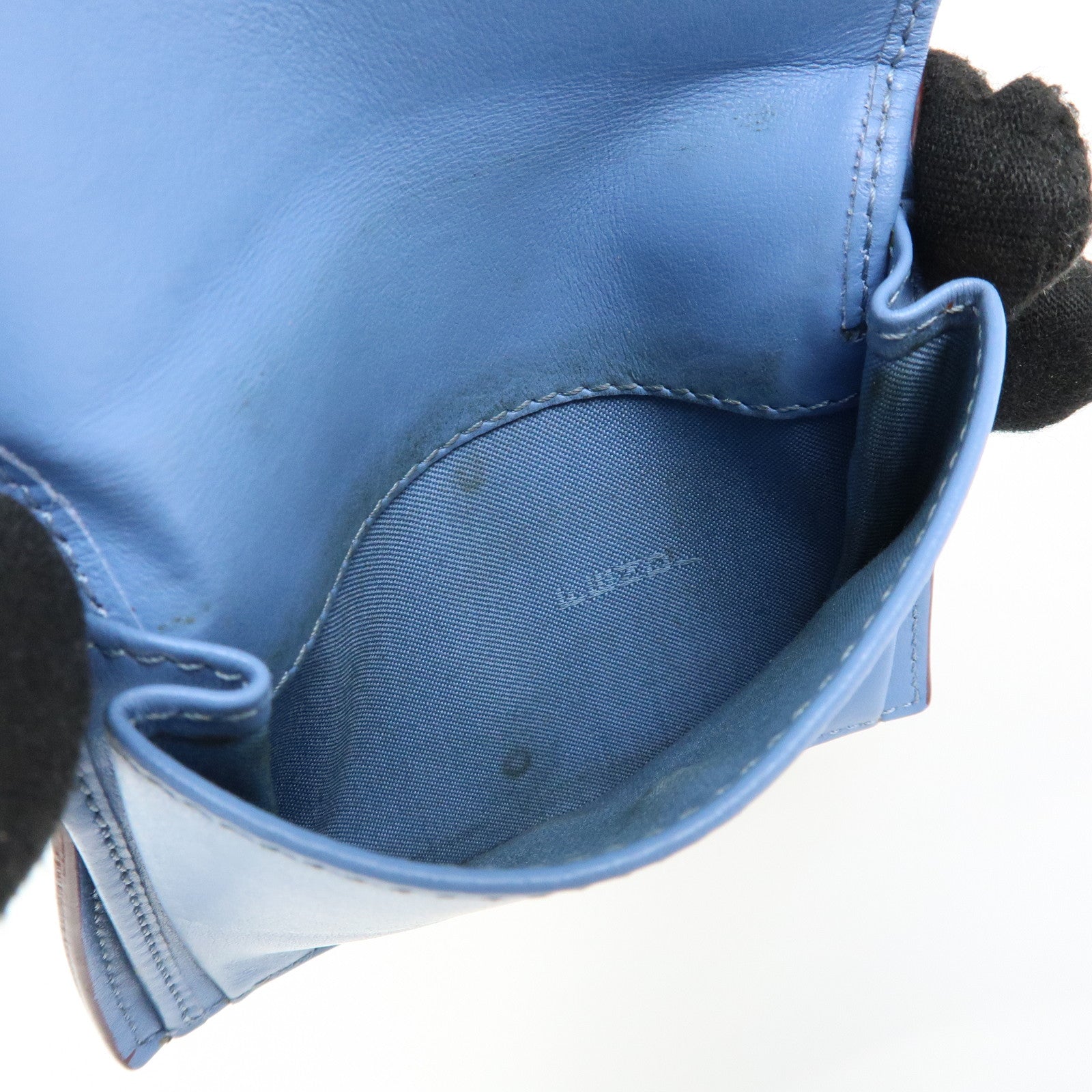 FENDI F is FENDI Leather Bi-fold Compact Wallet Gray 8M0387