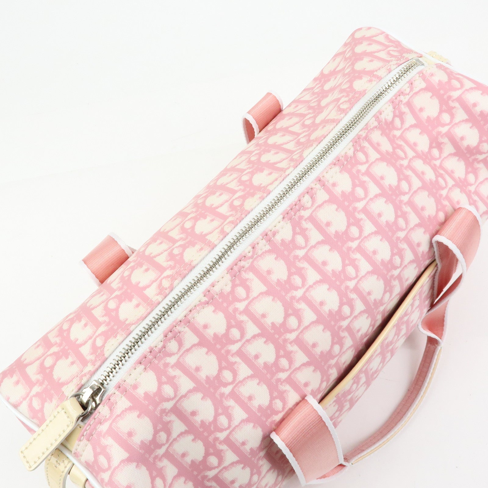 Christian Dior Trotter PVC Patent Leather Boston Bag Hand Bag Pink