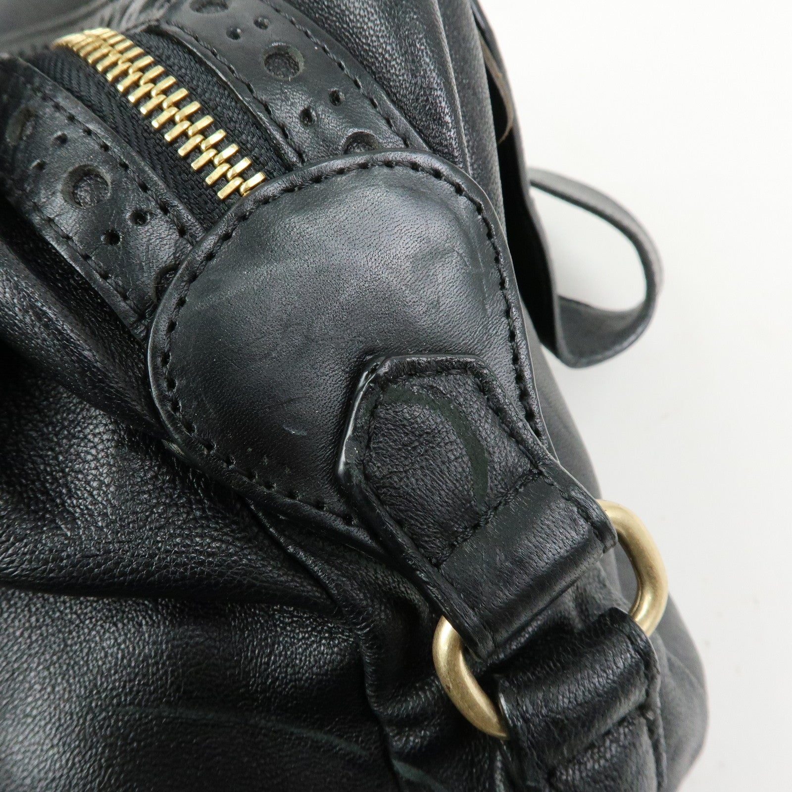 Chloe See by Chloe Leather Shoulder Bag Hand Bag Black