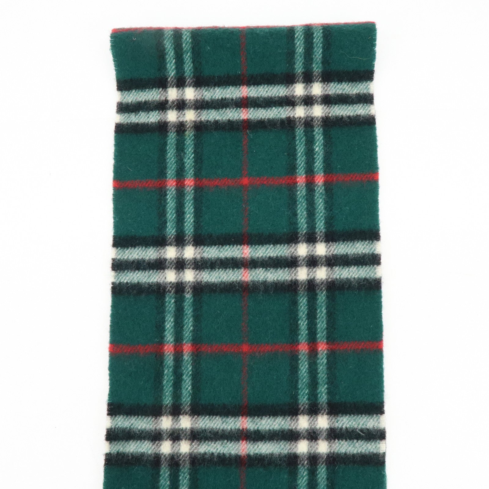 BURBERRY Plaid Cashmere 100% Scarf Green White Red
