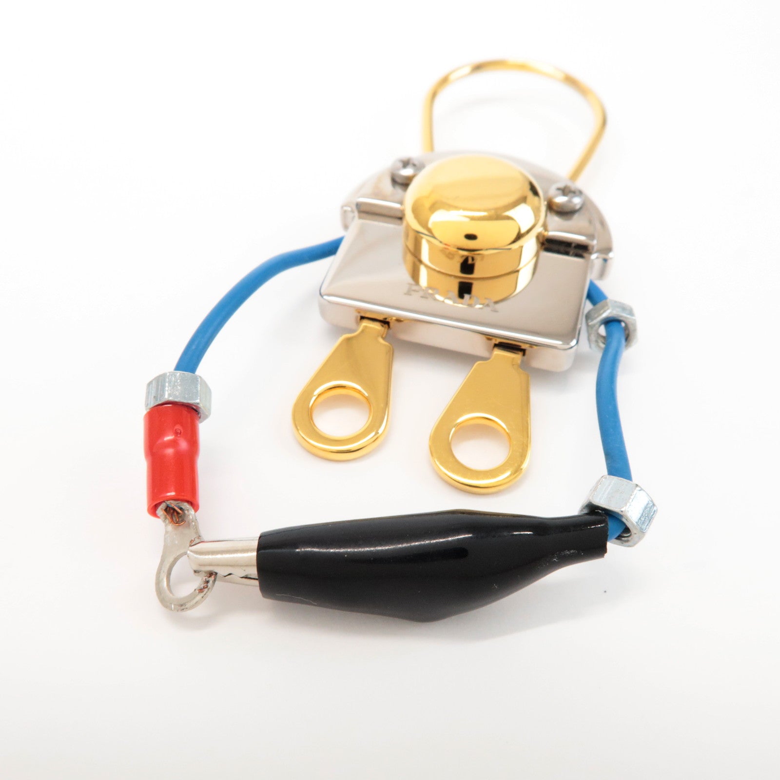 PRADA Metal Robot Bag Key Charm Key Chain Silver Gold