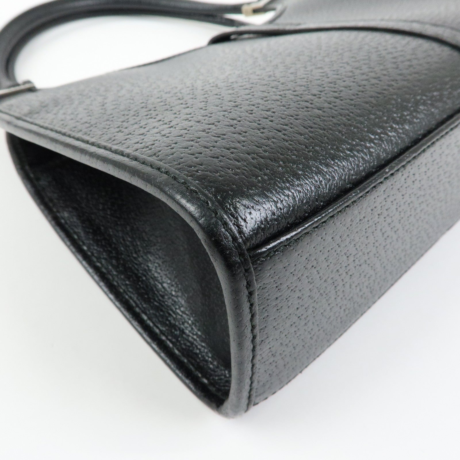 GUCCI Jackie Leather Hand Bag Black 0021068