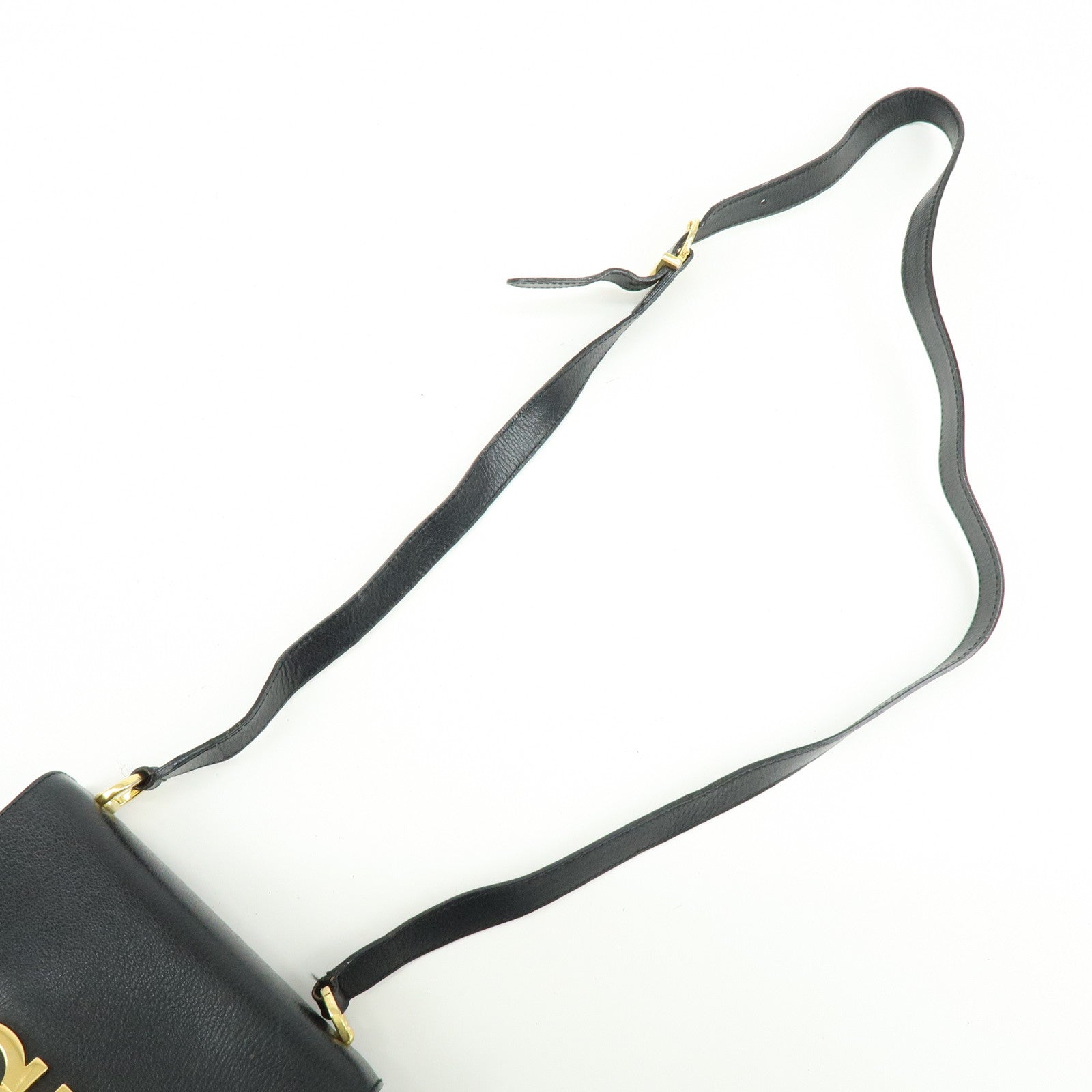 Ferragamo Gancini Leather Shoulder Bag Crossbody Bag Black