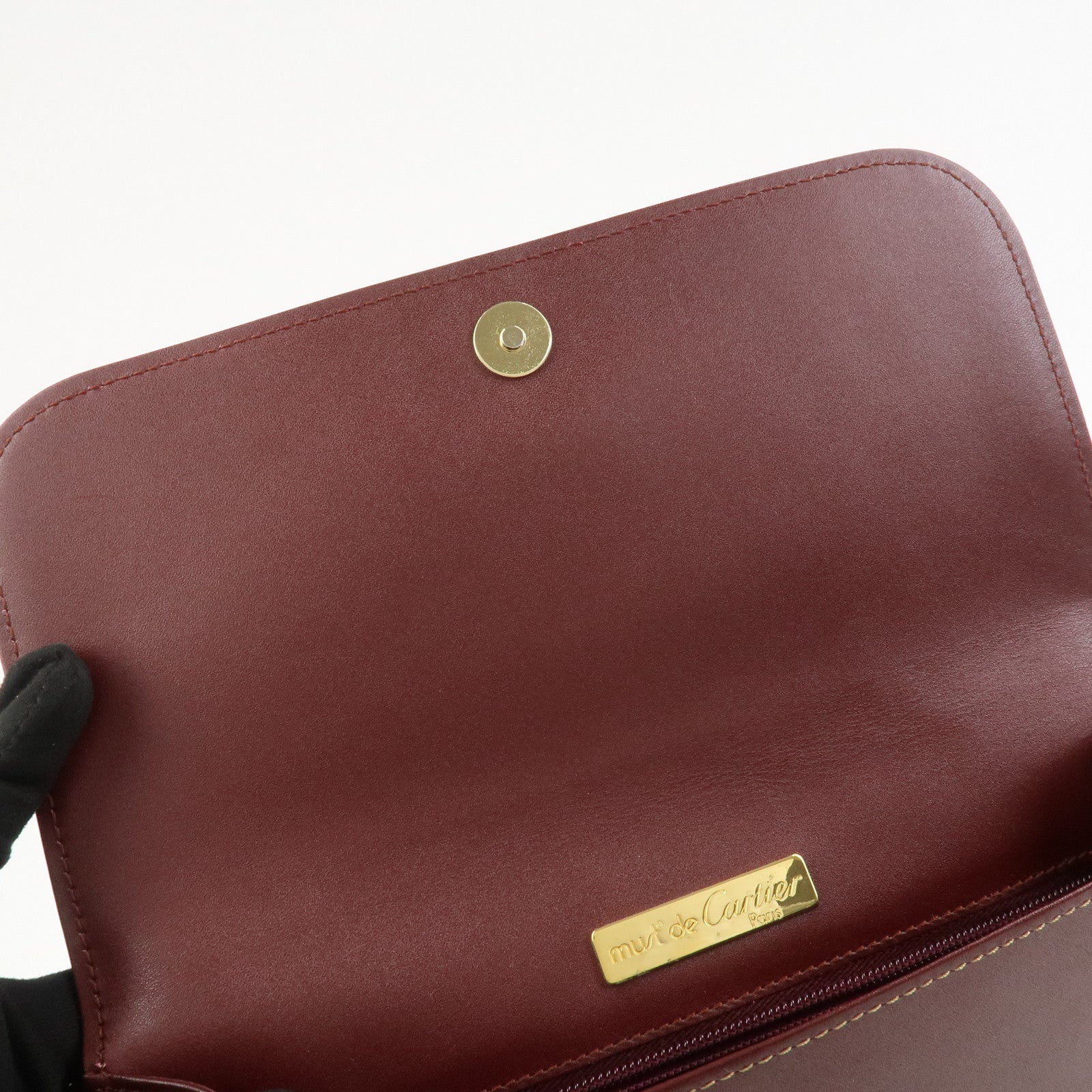 Cartier Logo Leather Clutch Bag Bordeaux