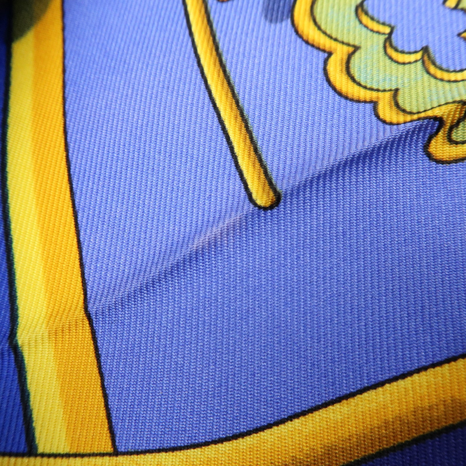 HERMES Carre 90 Silk 100% Scarf CARPE DIEM Blue Gold