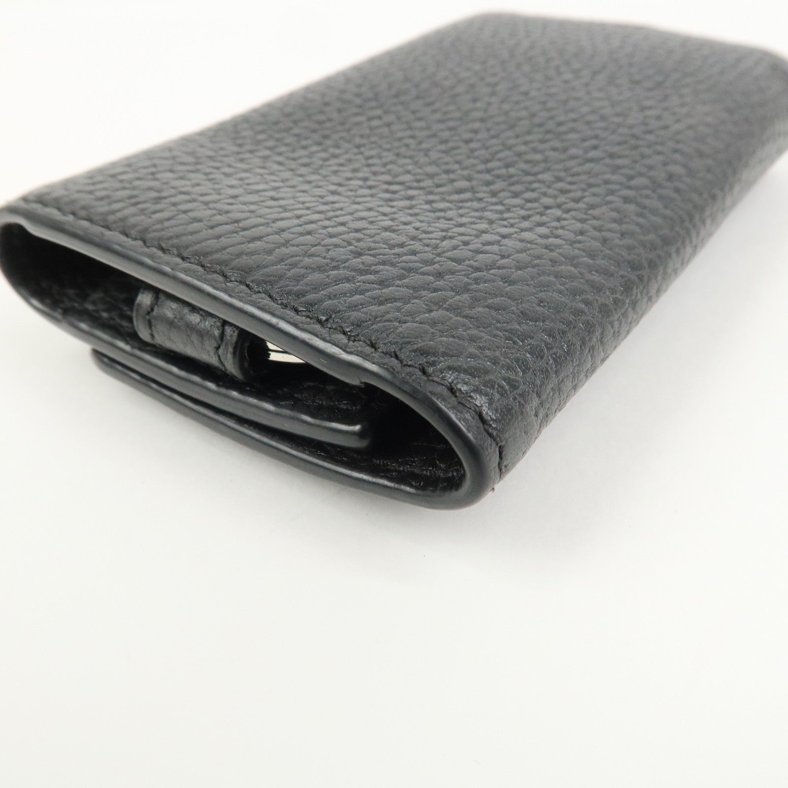 GUCCI Logo Leather 6 Rings Key Case Key Holder Black 771156