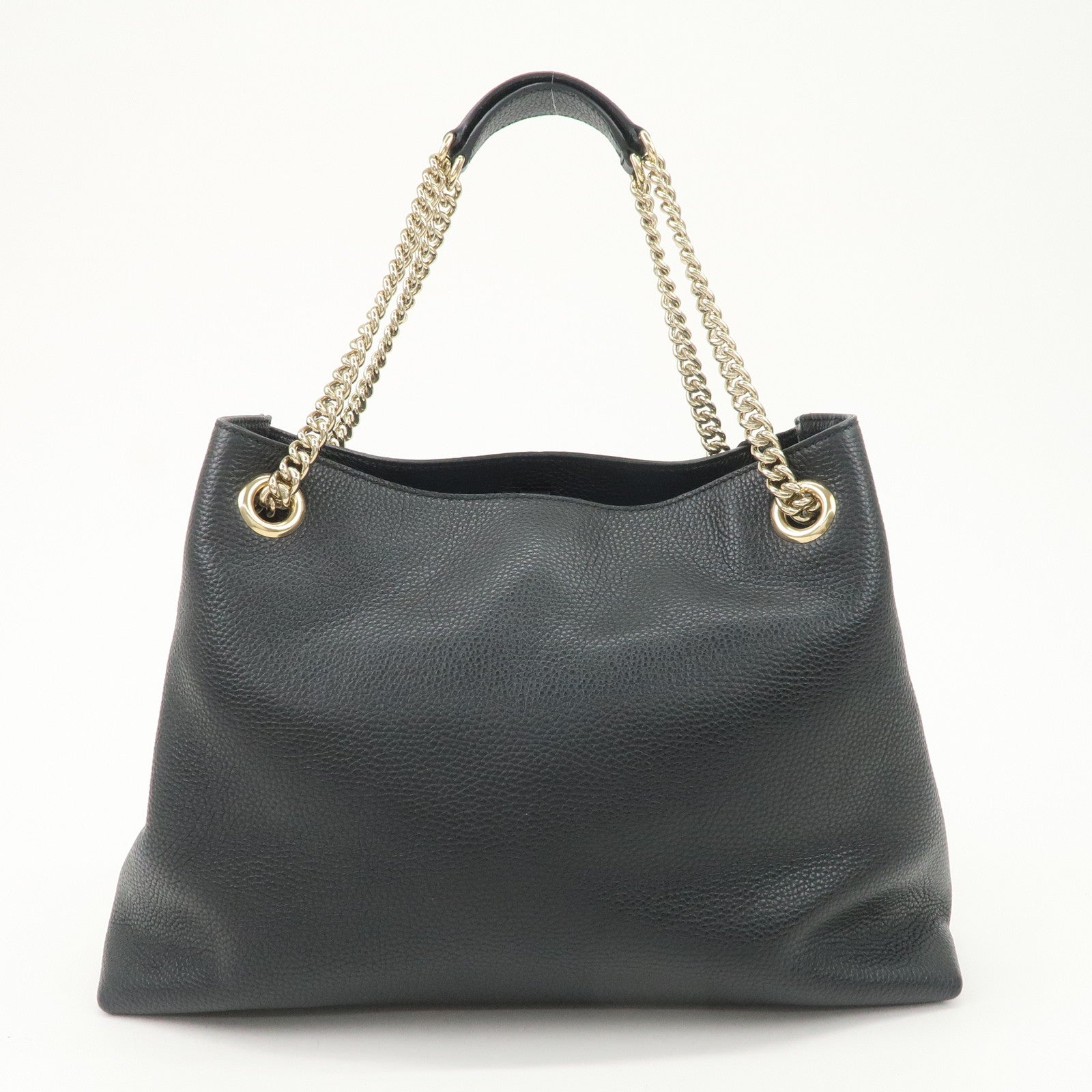 GUCCI SOHO Interlocking G Leather Chain Shoulder Bag Black 536196