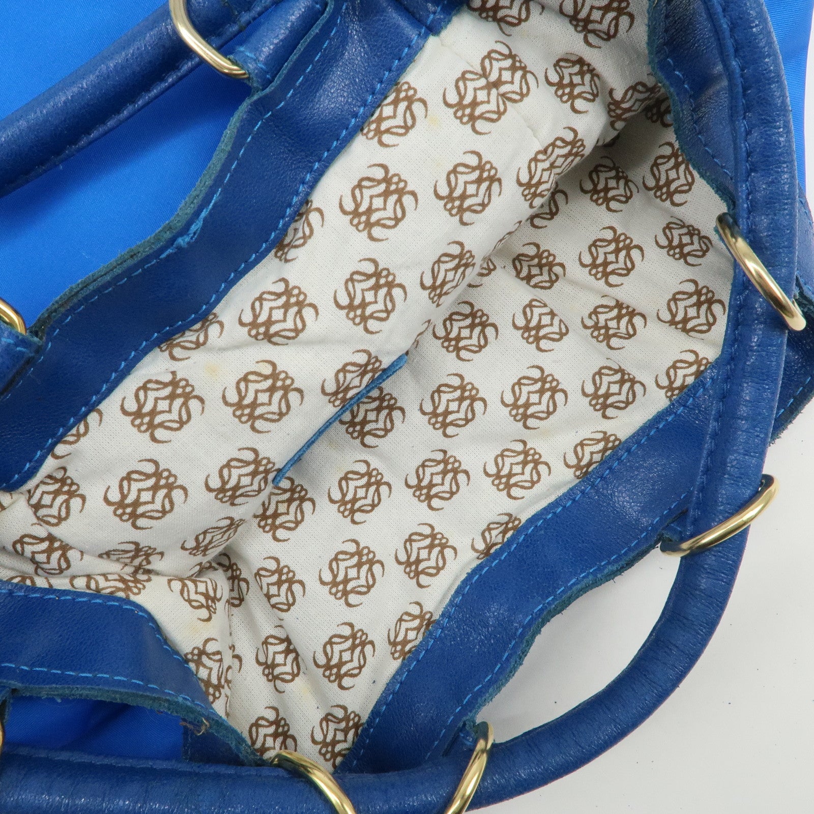 LOEWE Anagram Logo Nylon Leather Backpack Rucksack Blue