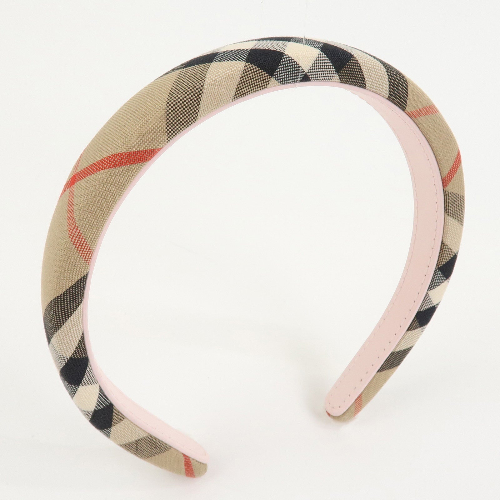 BURBERRY Nova Plaid Canvas Headband Beige