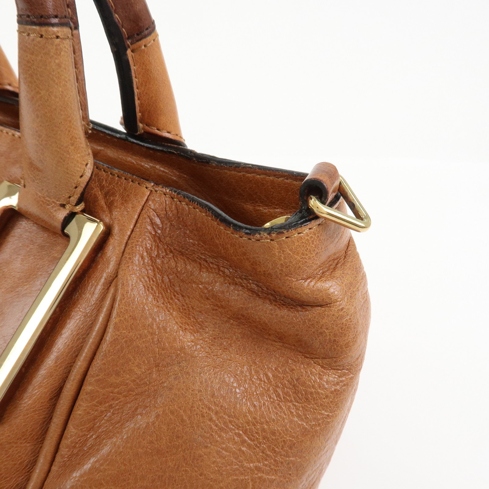 Chloe Ethel Leather 2Way Bag Hand Bag Shoulder Bag Brown