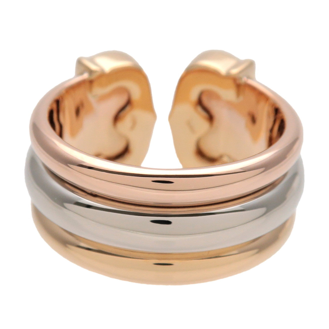 Cartier C2 Ring K18 750YG/PG/WG Yellow Rose White Gold #47 US4.5