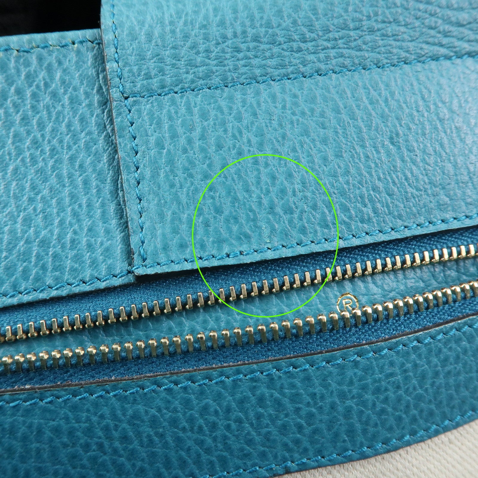 GUCCI Swing Calf Leather Shoulder Bag Tote Bag Blue 354408