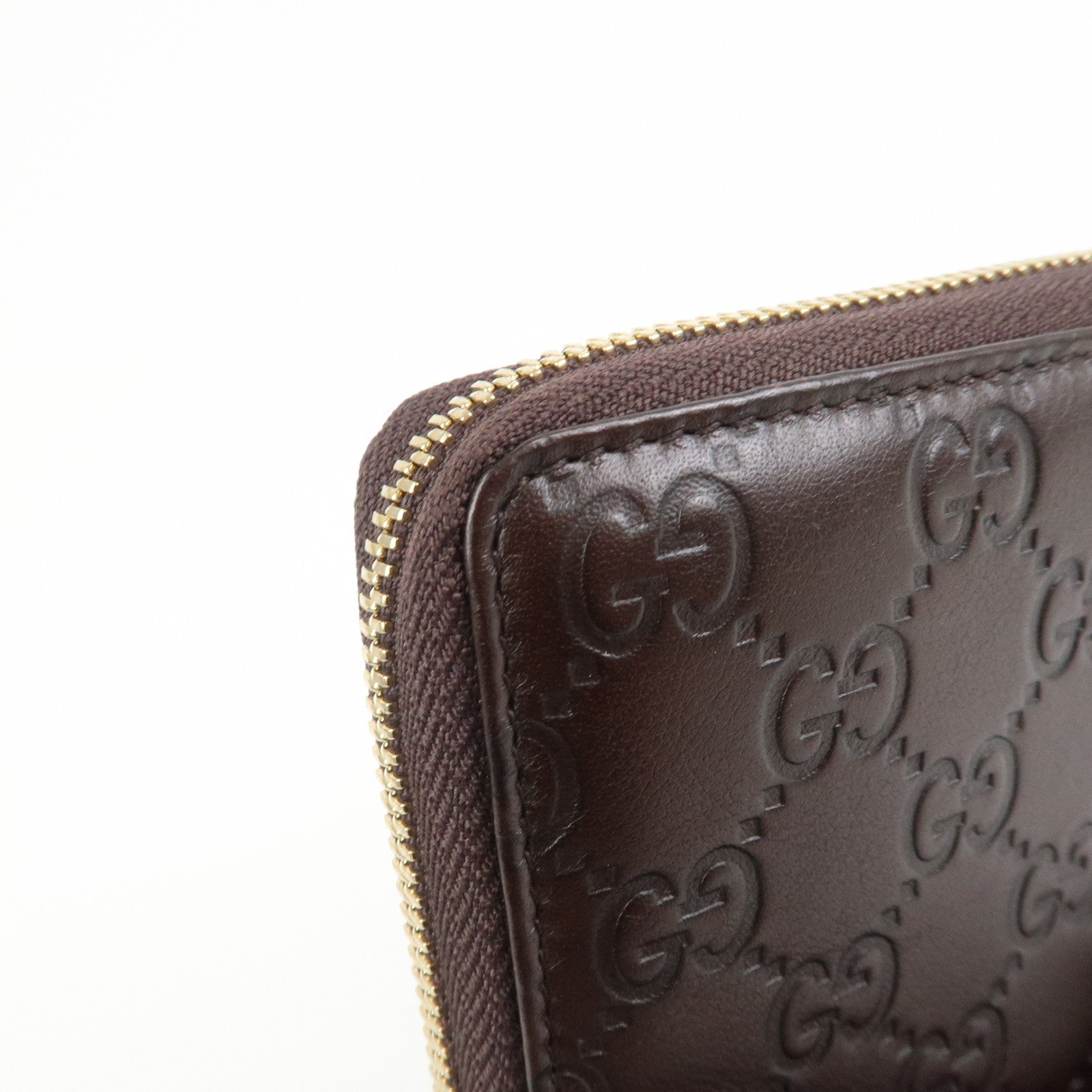 GUCCI Guccissima Interlocking G Round Zippy Wallet Brown 323397