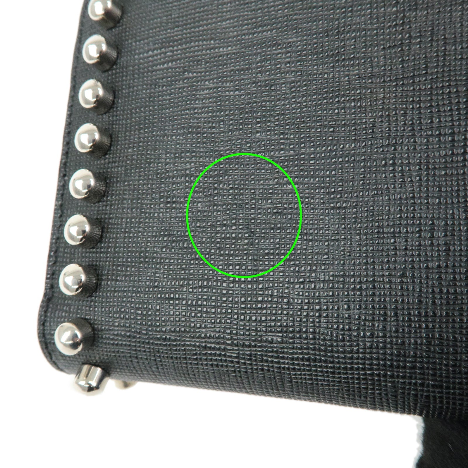 FENDI Leather Studs Zippy Long Wallet Black 8M0299