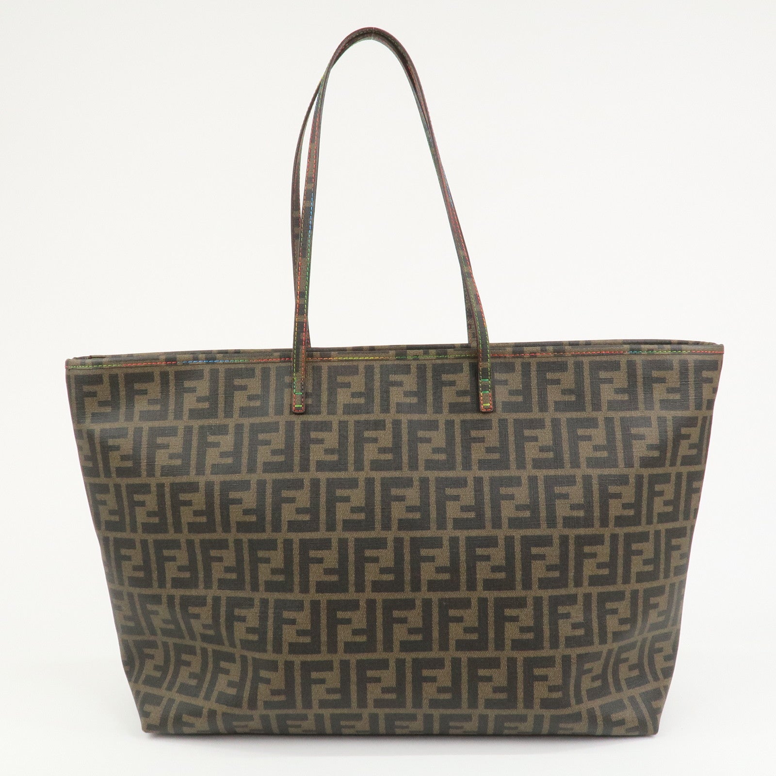 FENDI Zucca PVC Canvas Tote Bag Shoulder Bag Brown Black 8BH199