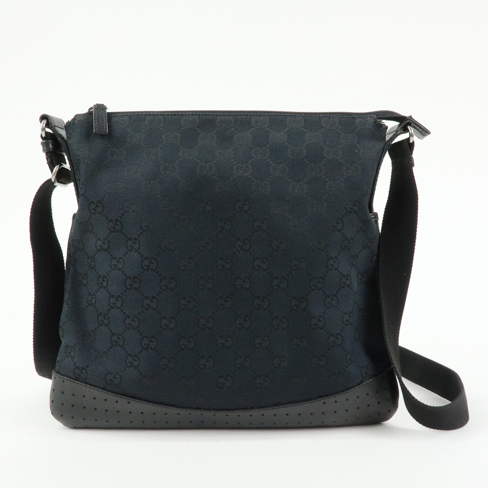 GUCCI GG Canvas Leather Shoulder Bag Crossbody Bag Black 145857