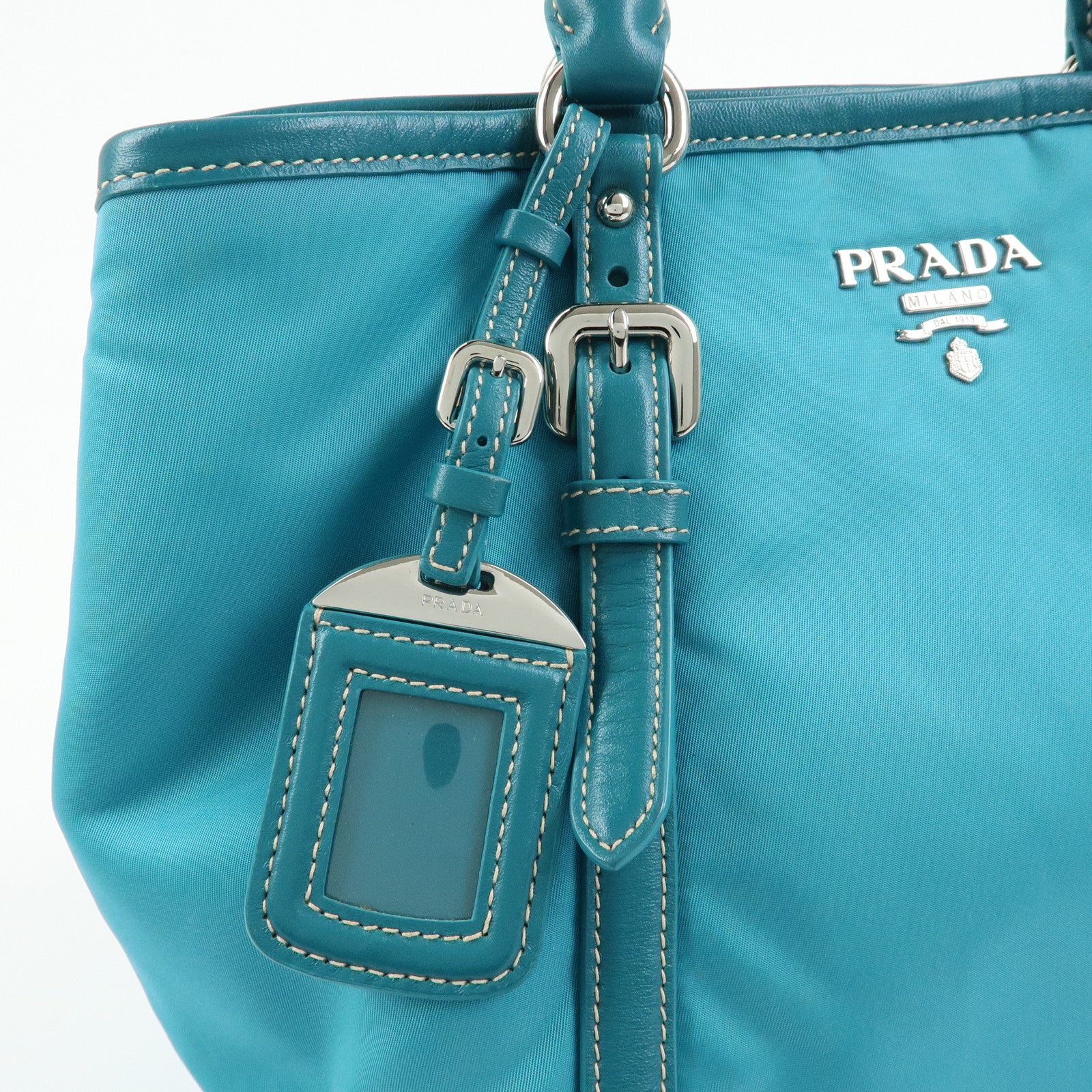 PRADA Nylon Leather 2Way Tote Hand Shoulder Bag Green BN1841