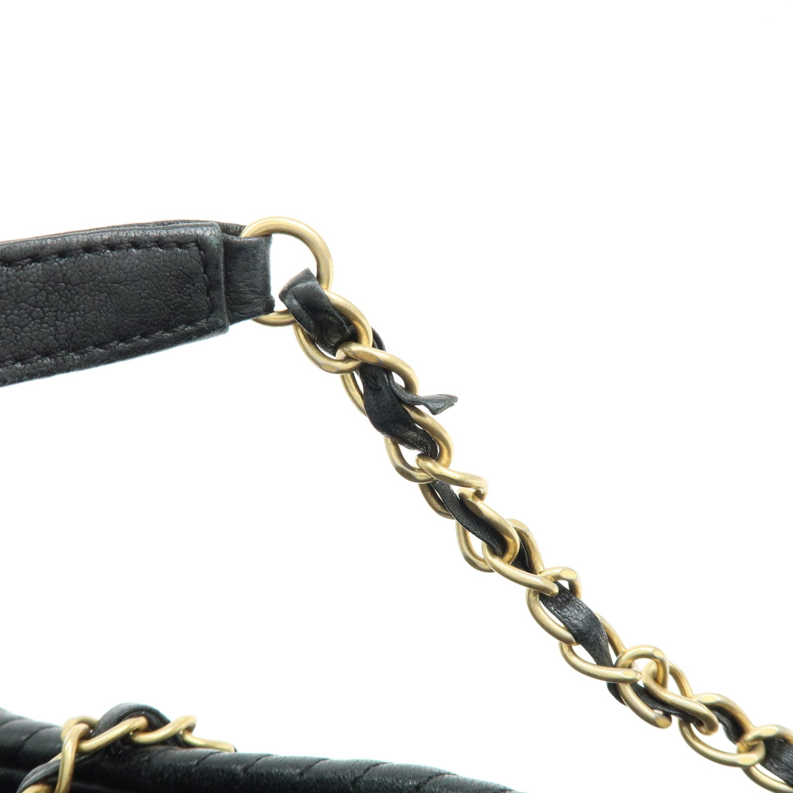 CHANEL Chevron Calf Leather Shoulder Bag Tote Bag Black