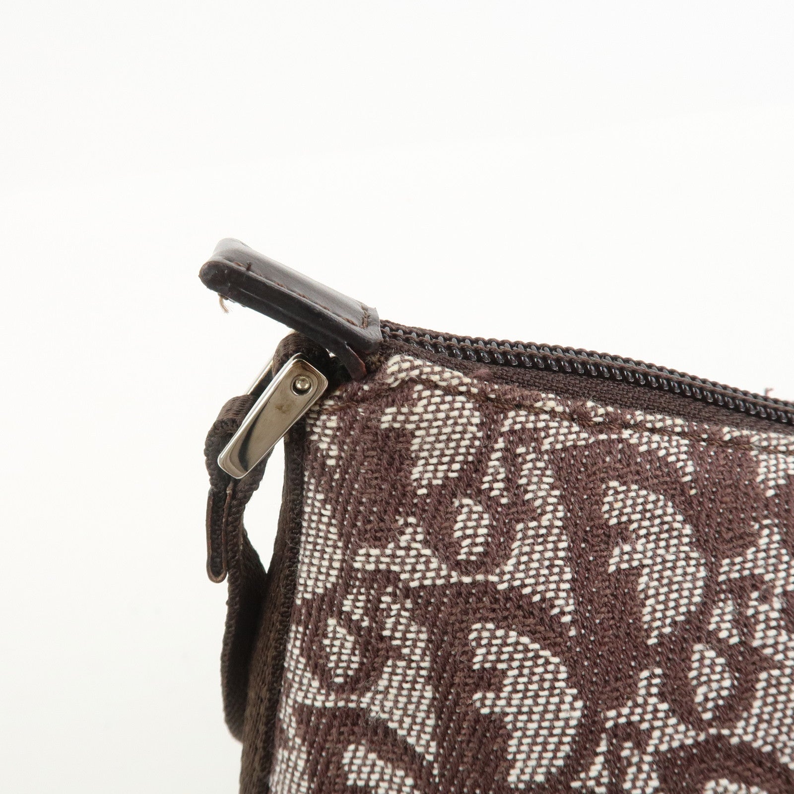 Christian Dior Trotter Jacquard Canvas Leather Shoulder Bag Brown