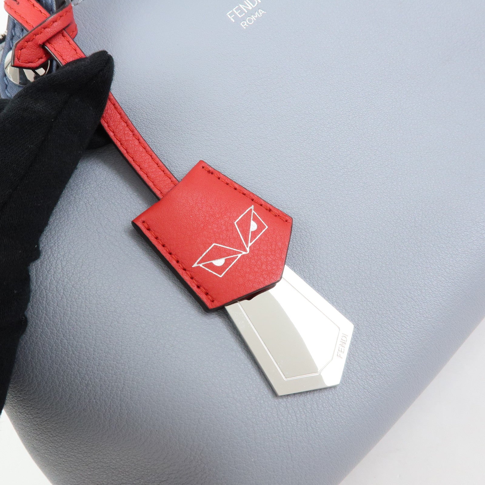 FENDI By The Way Leather Medium 2Way Bag Shoulder Bag Blue 8BL124