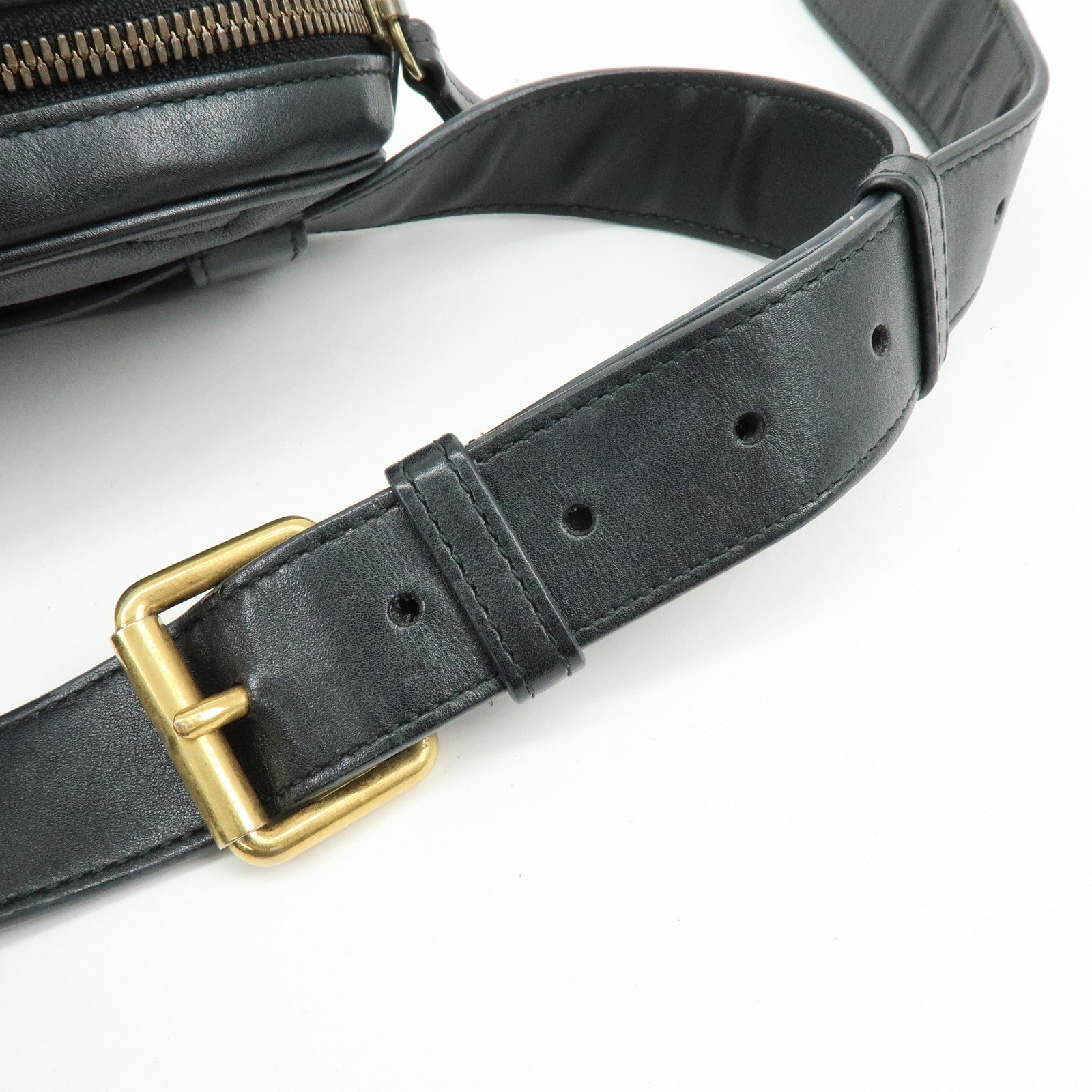 GUCCI GG Marmont Leather Waist Pouch Body Bag Black
