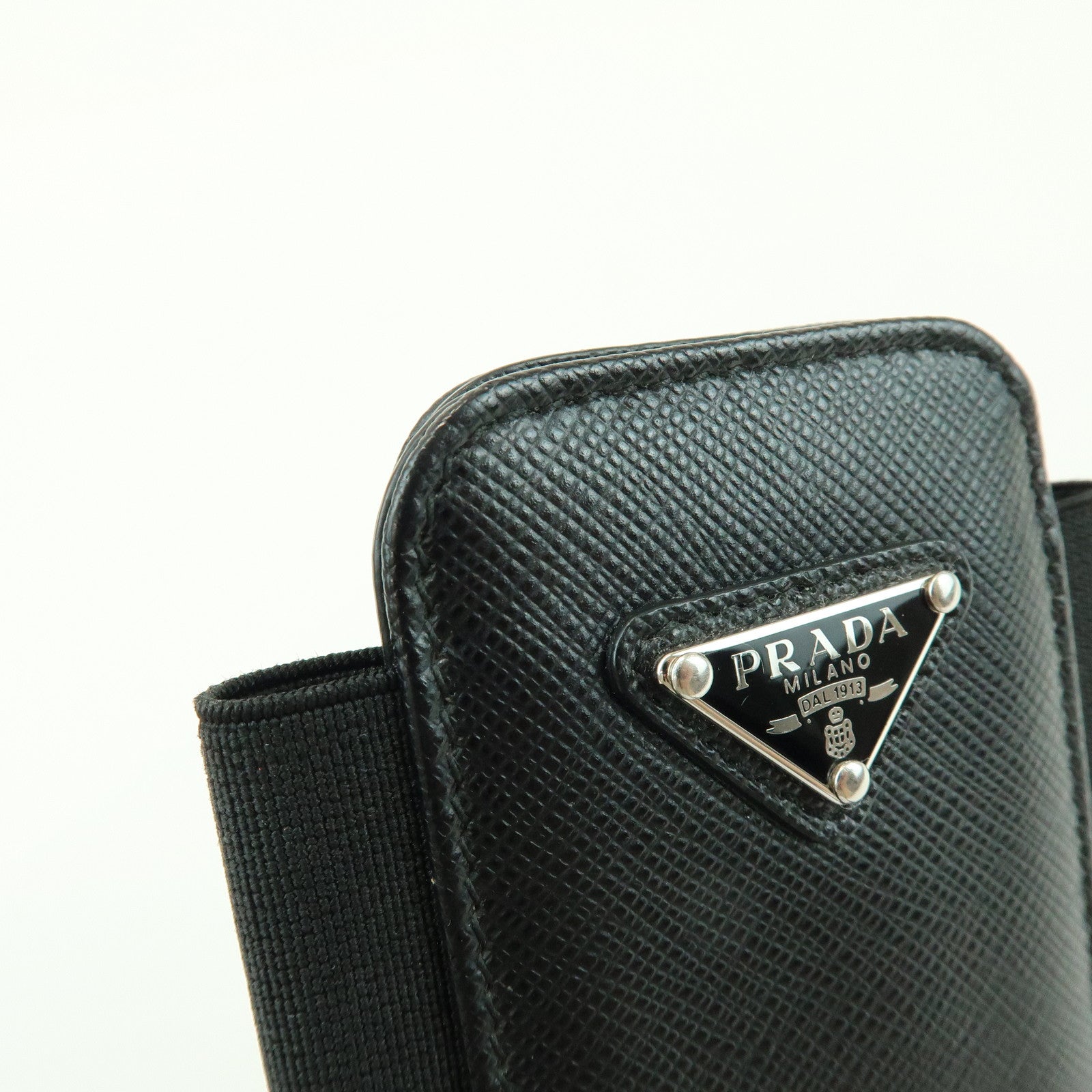PRADA Triangle Logo Saffiano Leather Nylon Phone Case 1ZT019