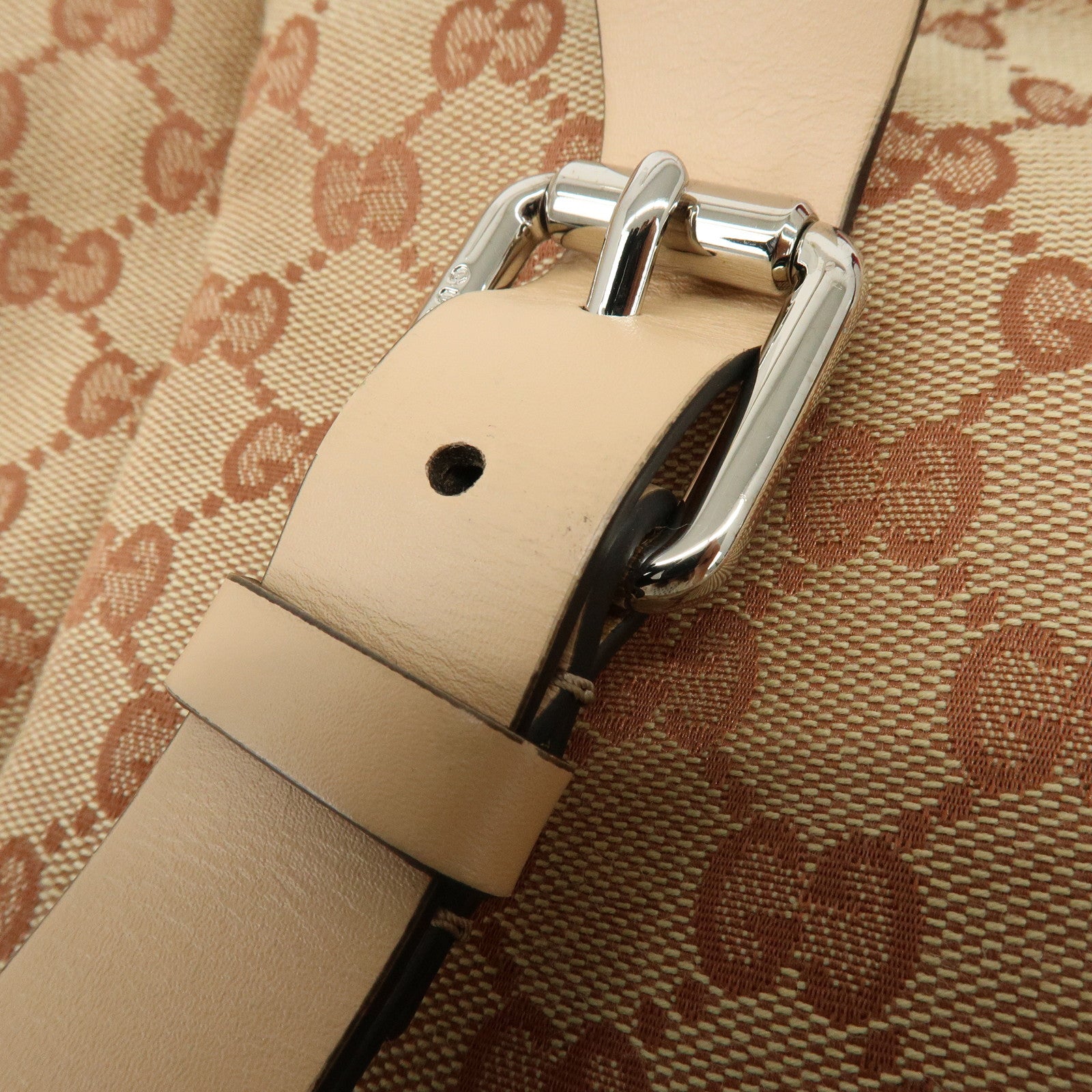 GUCCI GG Canvas Leather Sciroppo Patch Backpack Beige Brown 580811