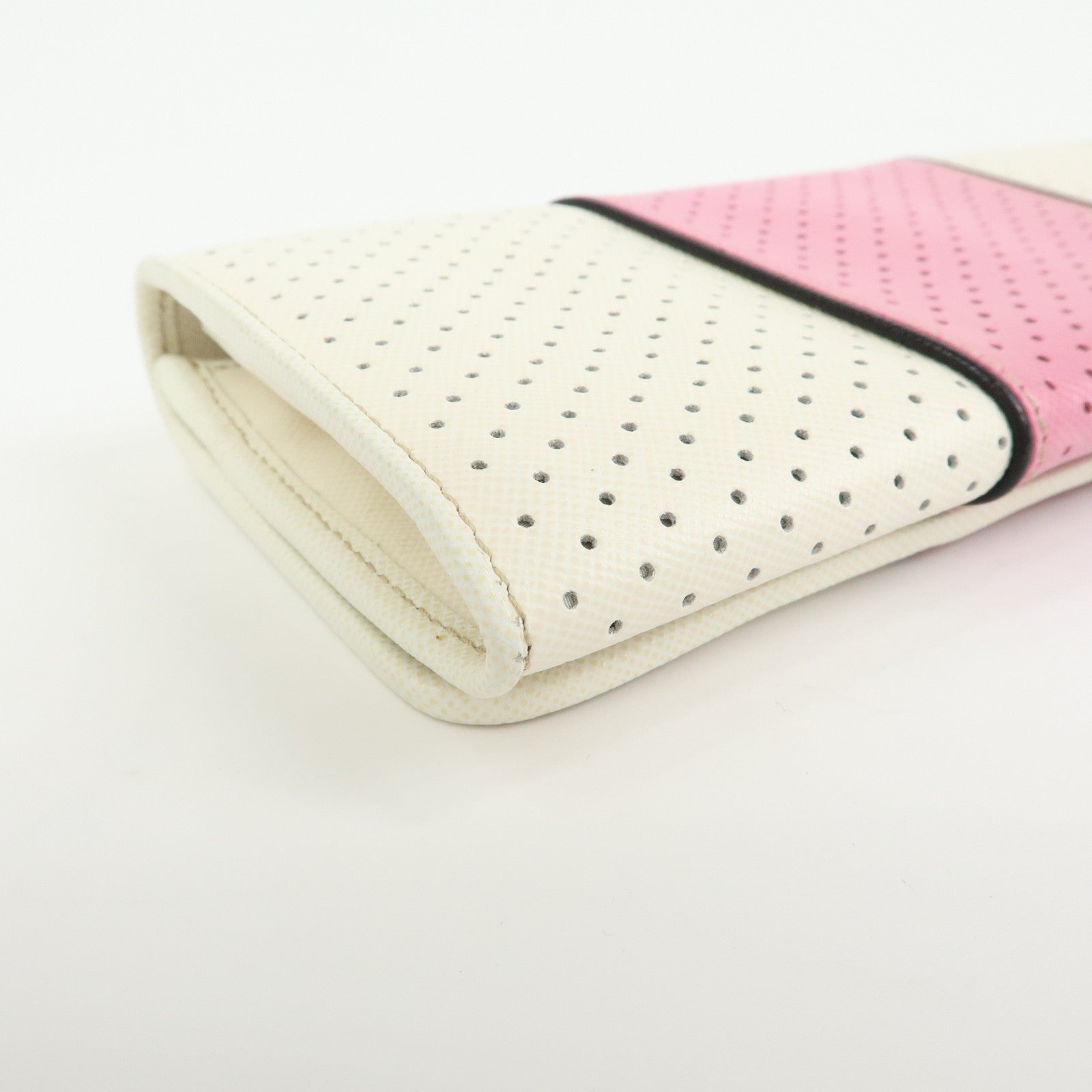 PRADA Triangle Logo Saffiano Leather Long Wallet White Pink 1M1132