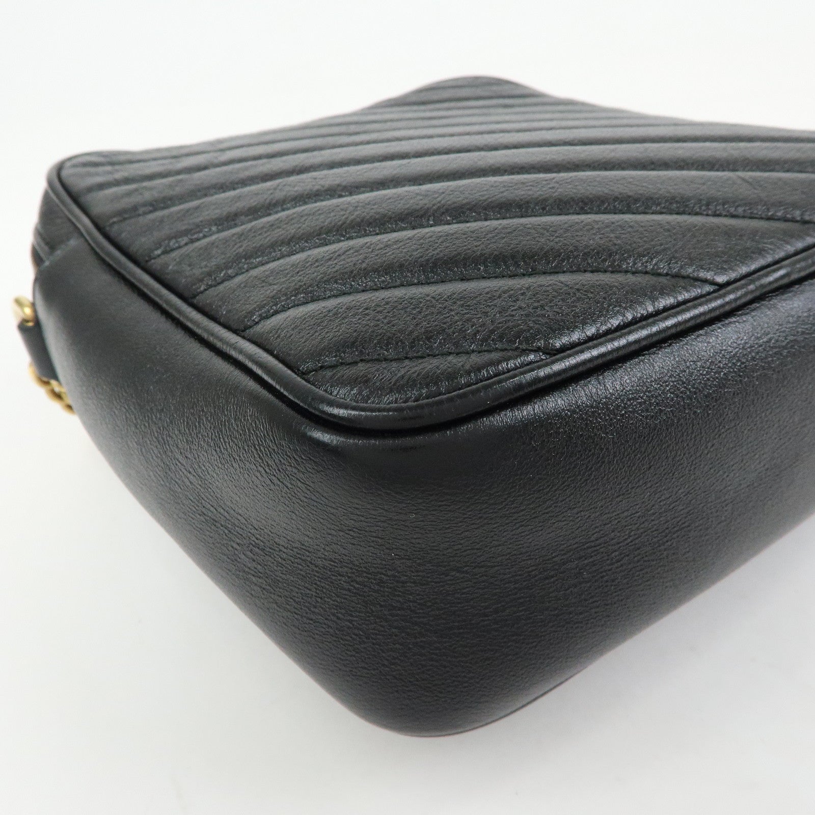 GUCCI GG Marmont Leather Chain Shoulder Crossbody Bag Black 550155