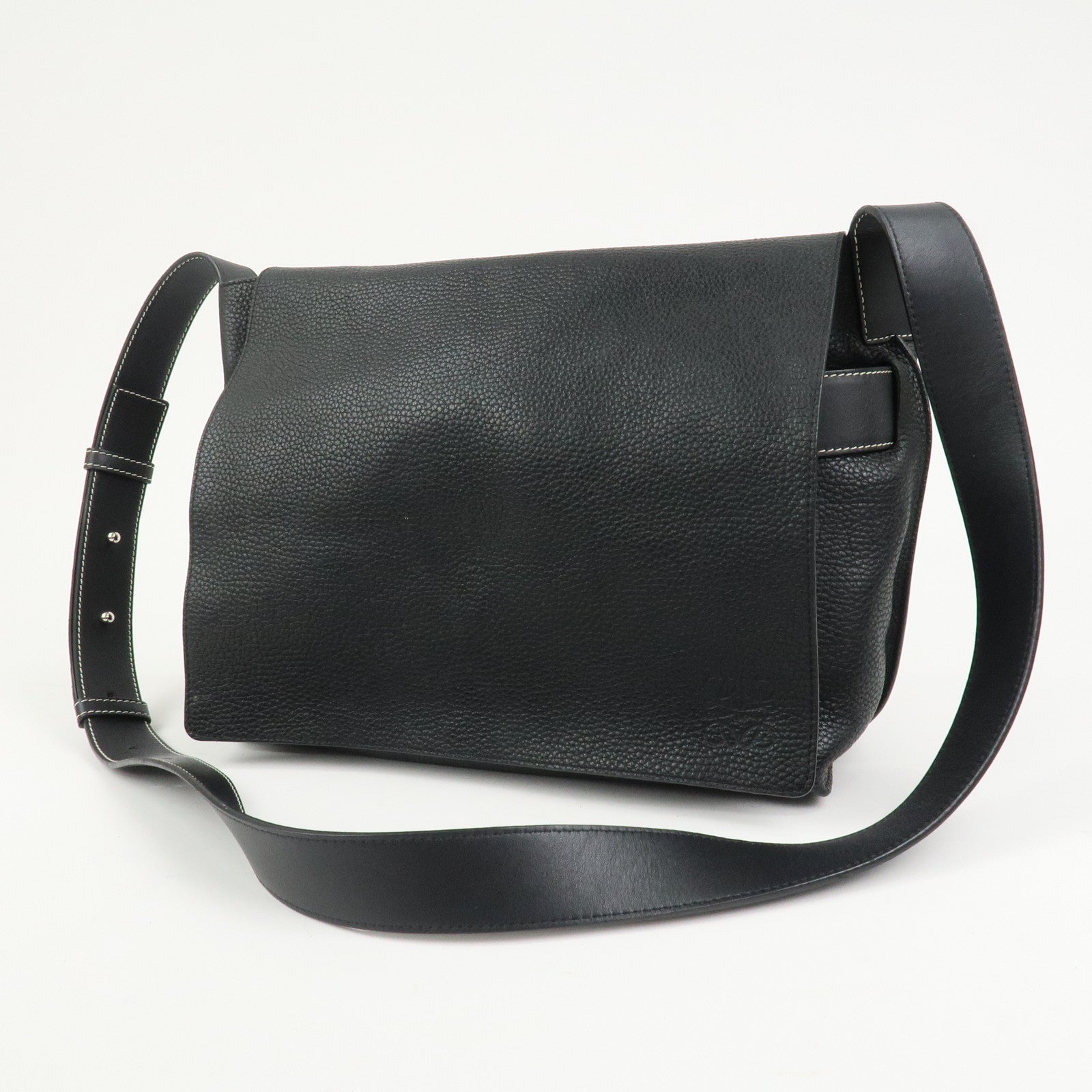 LOEWE Anagram Logo Leather Shoulder Bag Crossbody Bag Black
