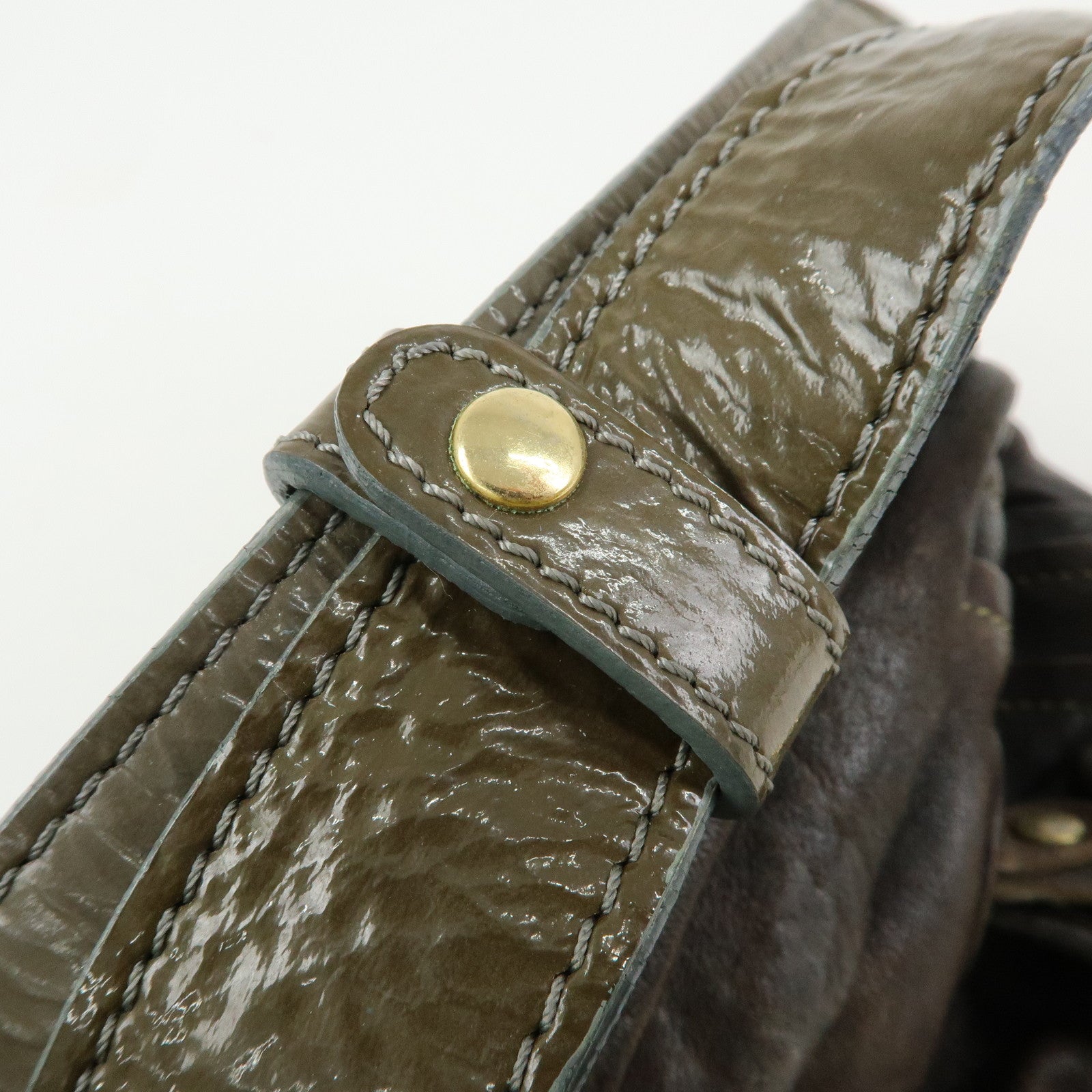 Chloe Leather Shoulder Bag Mini Boston Bag Brown