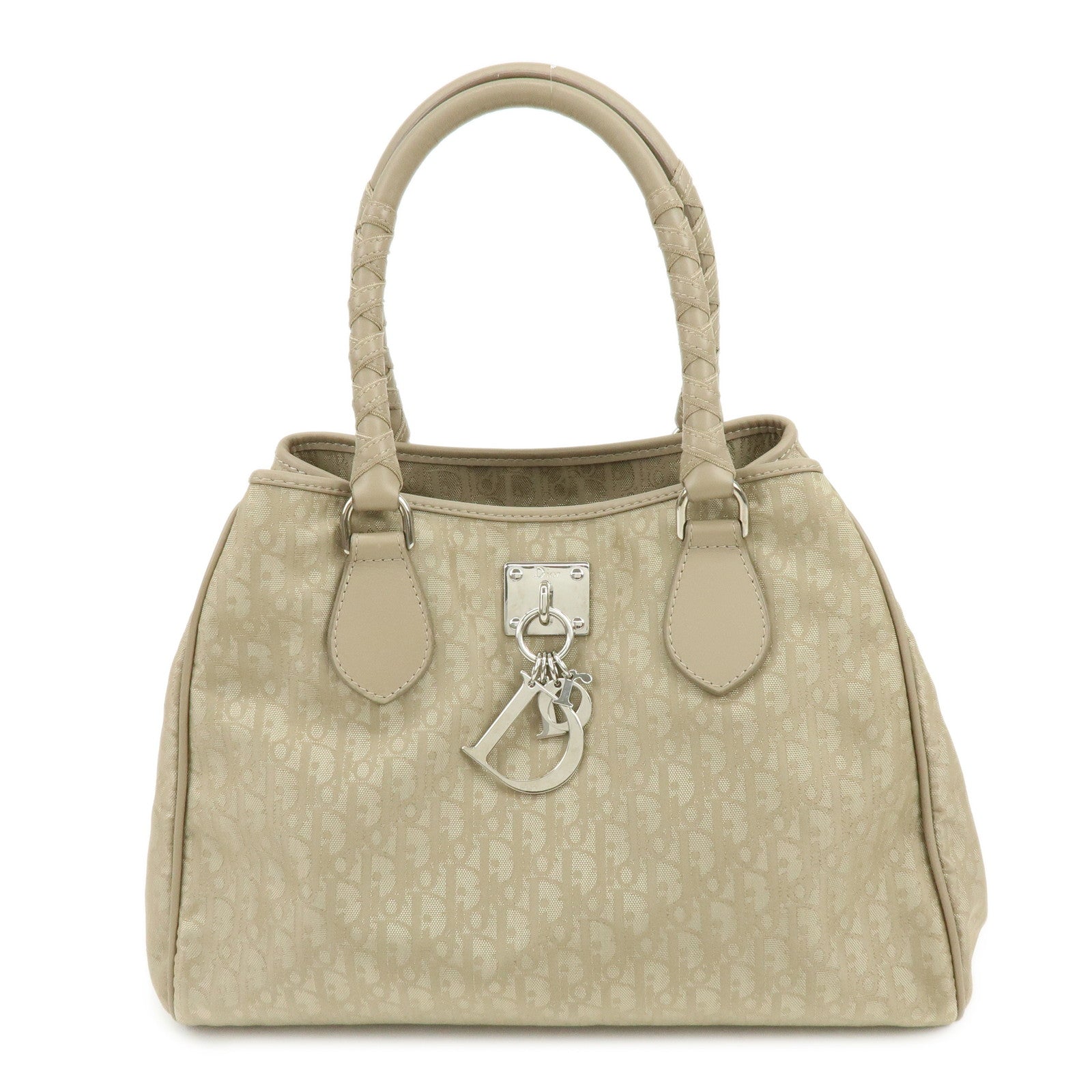 Christian Dior Romantic Trotter PVC Leather Hand Tote Bag Beige